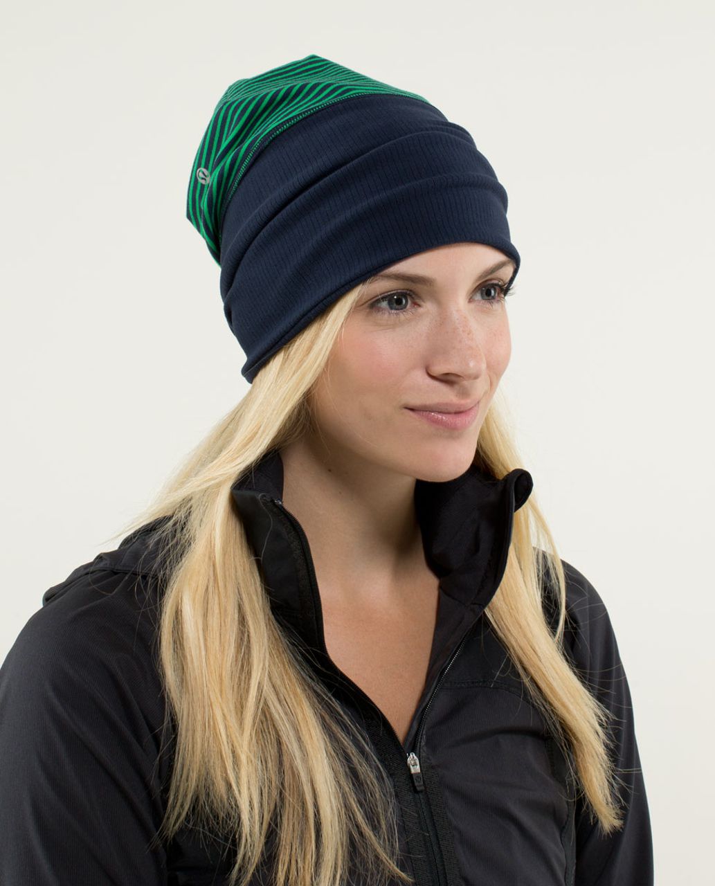 Lululemon Run With Me Toque - Hyper Stripe Green Bean / Inkwell