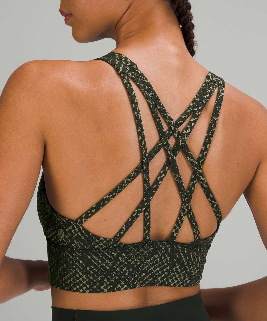 Lululemon Free to Be Serene Longline Bra Light Support, C/D Cups - Reptilia Jacquard Rainforest Green Rosemary Green