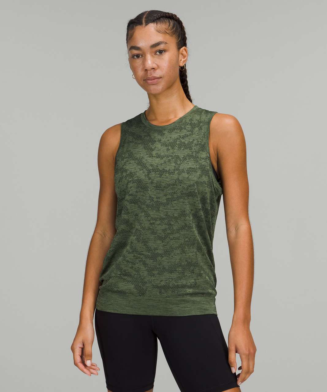 Lululemon Swiftly Breathe Muscle Tank Top - Dot Scape Rainforest Green /  Green Twill - lulu fanatics