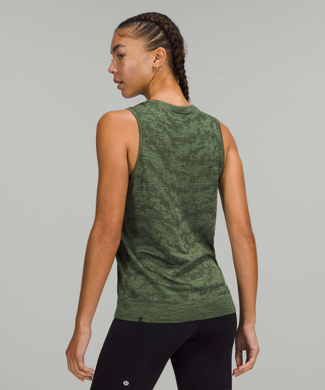 Lululemon Swiftly Breathe Muscle Tank Top - Dot Scape Rainforest Green / Green Twill