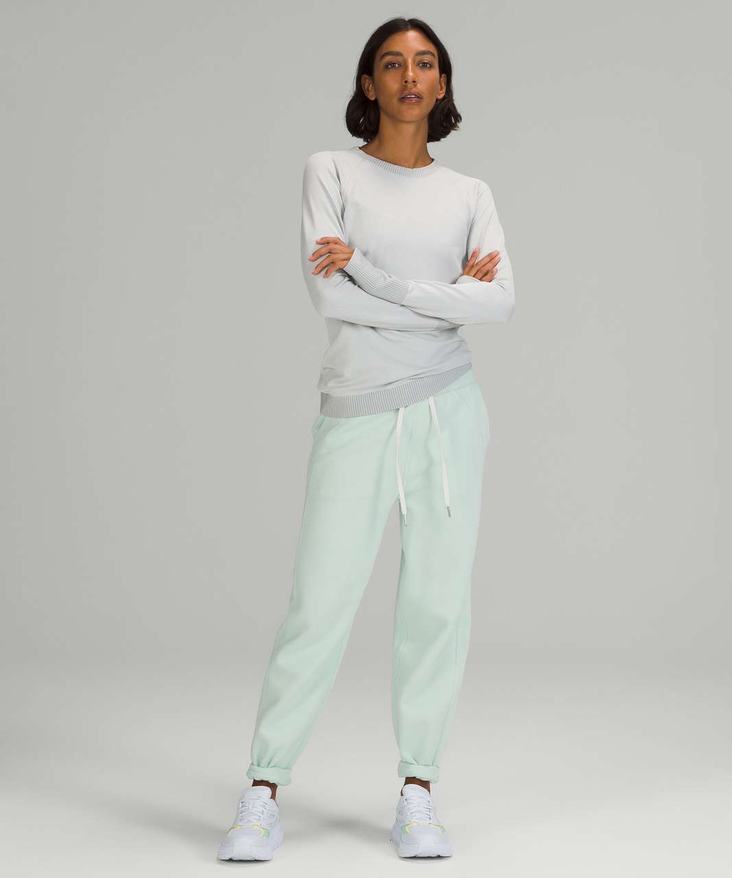 Lululemon Rest Less Pullover In Texture Grid Vapor/white