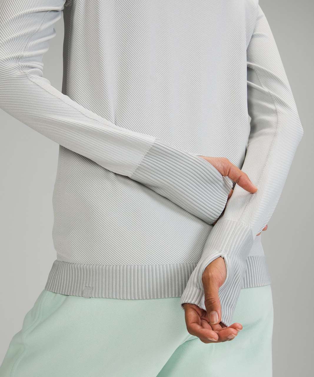 Lululemon Rest Less Pullover - Diagonal Rib Silver Drop / White