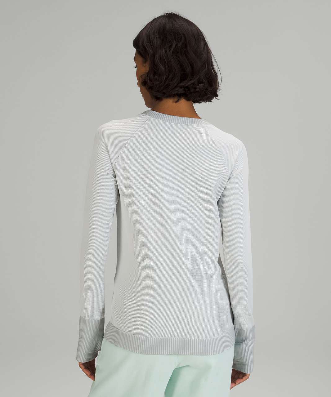 Lululemon Rest Less Pullover - Diagonal Rib Silver Drop / White