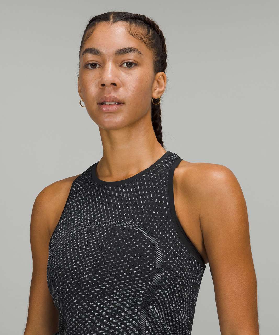 Lululemon Swiftly Tech High Neck Racerback Tank Top 2.0* - Grid Warp Black / Grey Multi