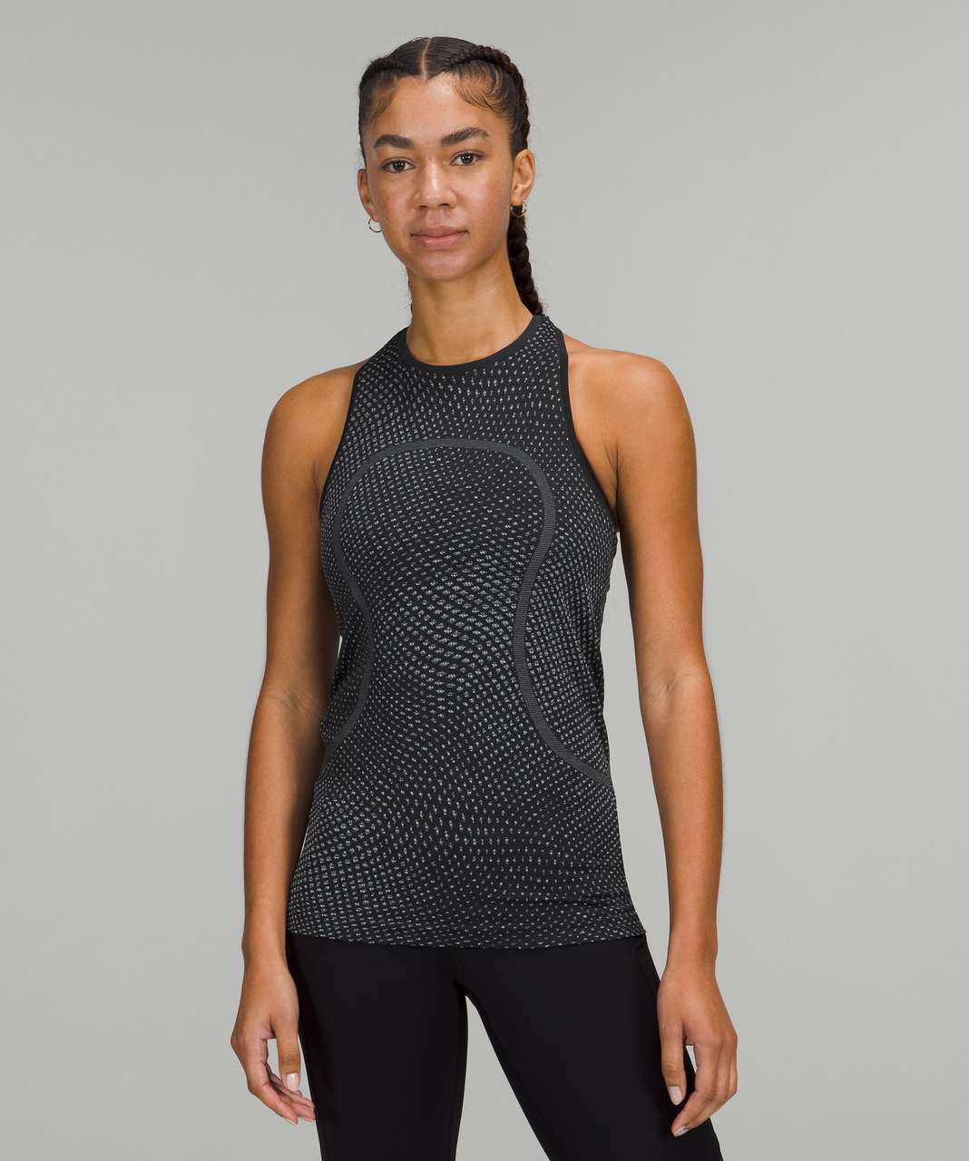 Lululemon Swiftly Tech High Neck Racerback Tank Top 2.0* - Grid Warp Black  / Grey Multi - lulu fanatics