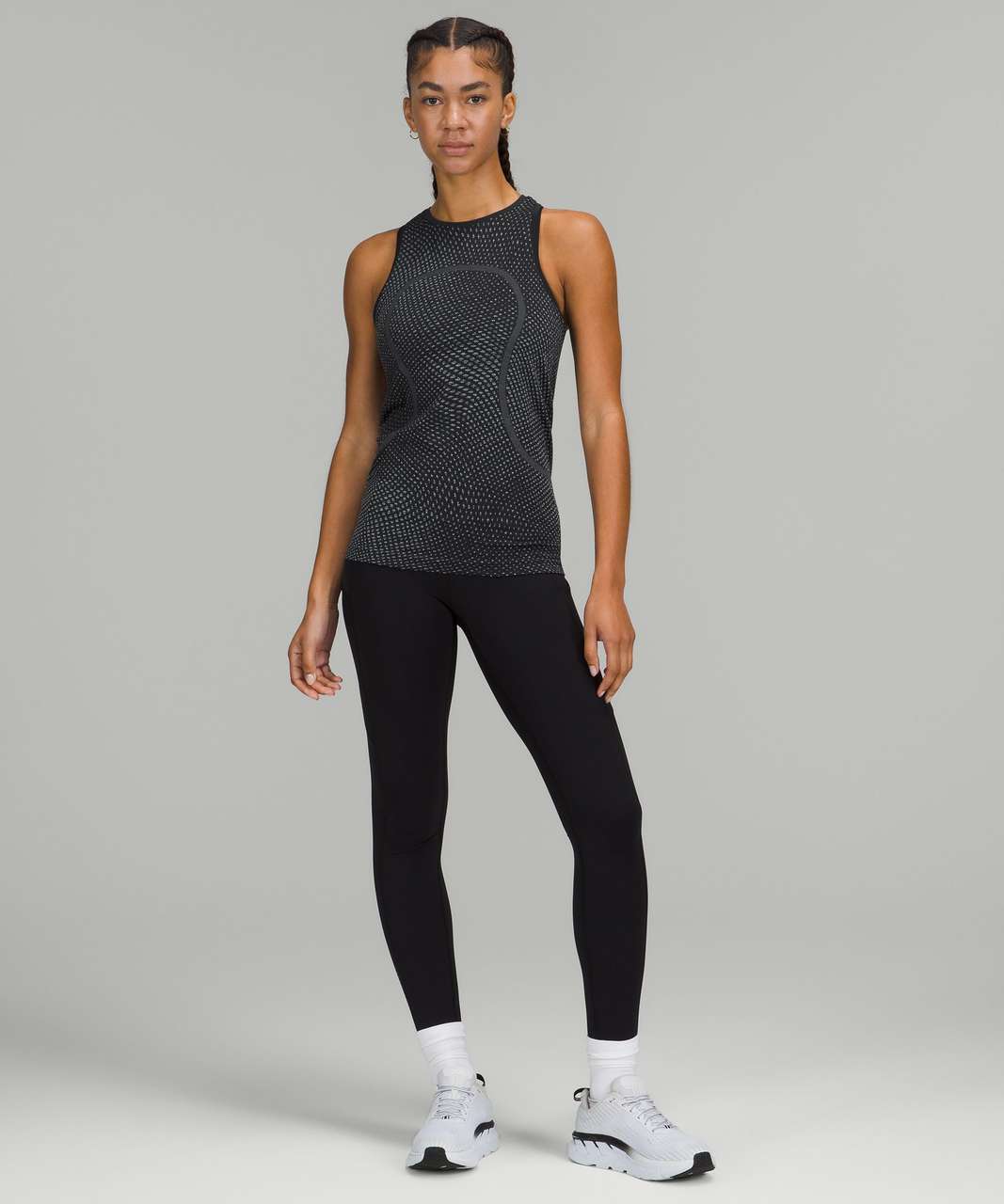 Lululemon Swiftly Tech High Neck Racerback Tank Top 2.0* - Grid Warp Black / Grey Multi