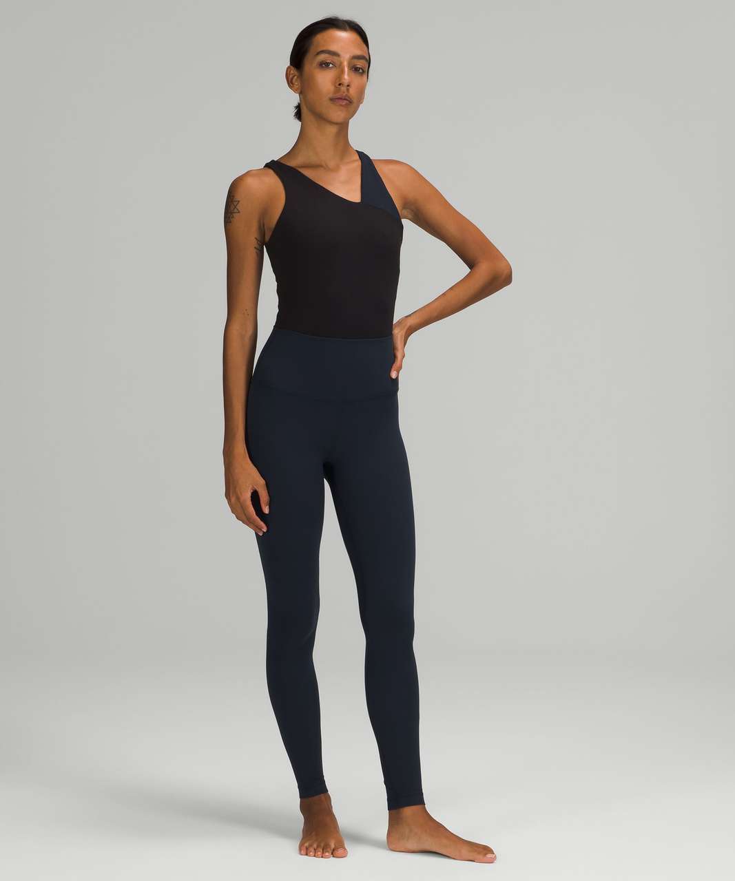 Lululemon Nulu Asymmetrical Bodysuit - Black / True Navy