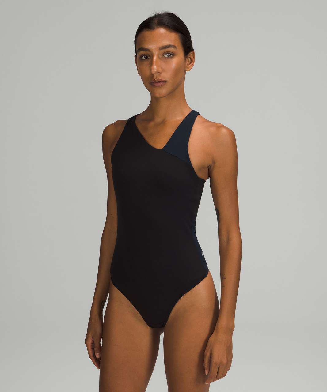 Lululemon Nulu Asymmetrical Bodysuit - Black / True Navy