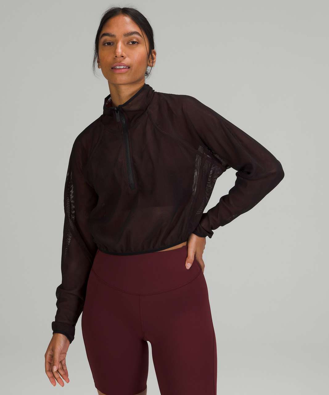 Lululemon Reversible Mesh 1/2 Zip - Black / Red Merlot