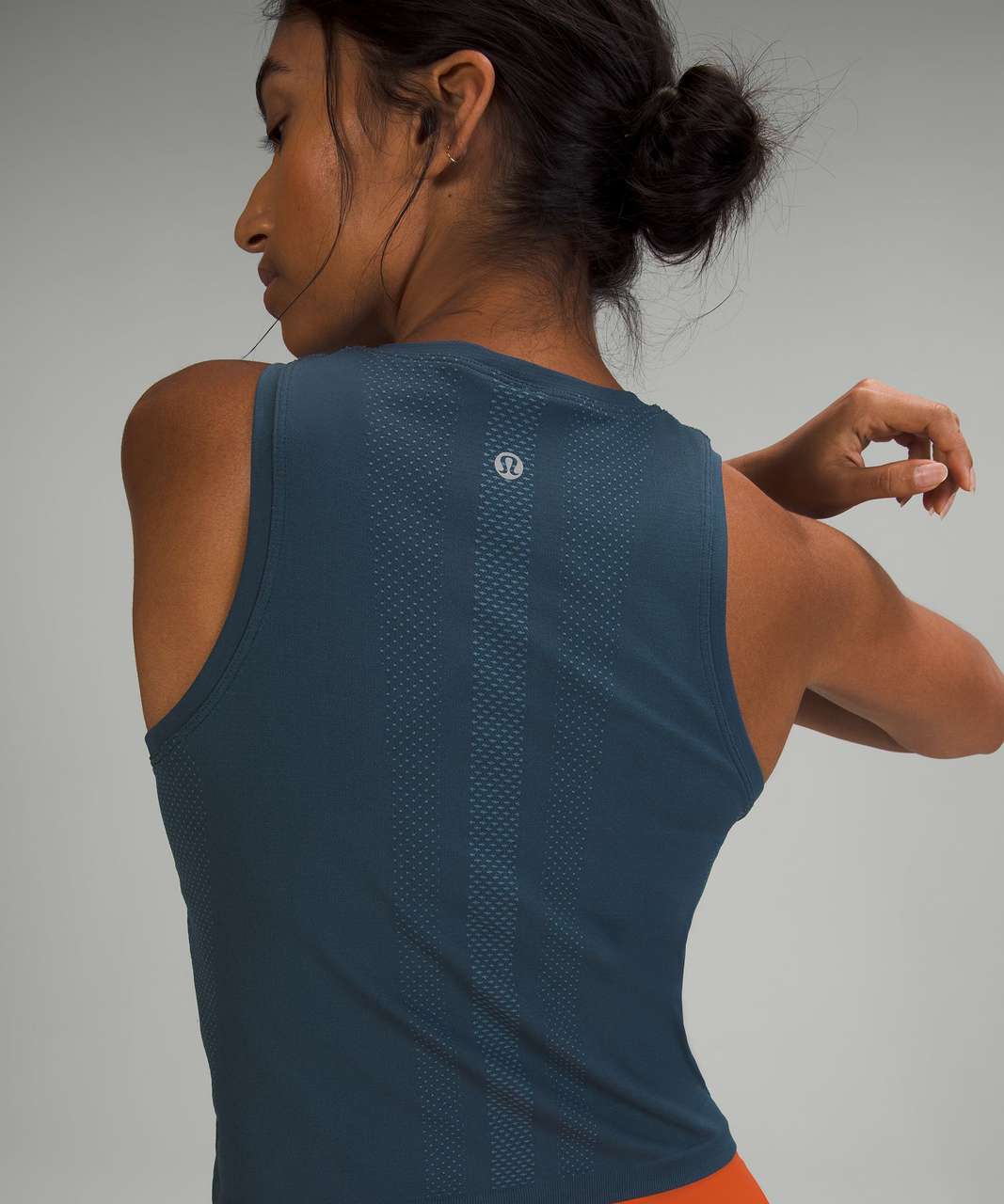 Lululemon Swiftly High Neck Cropped Tank - Iron Blue / River Blue