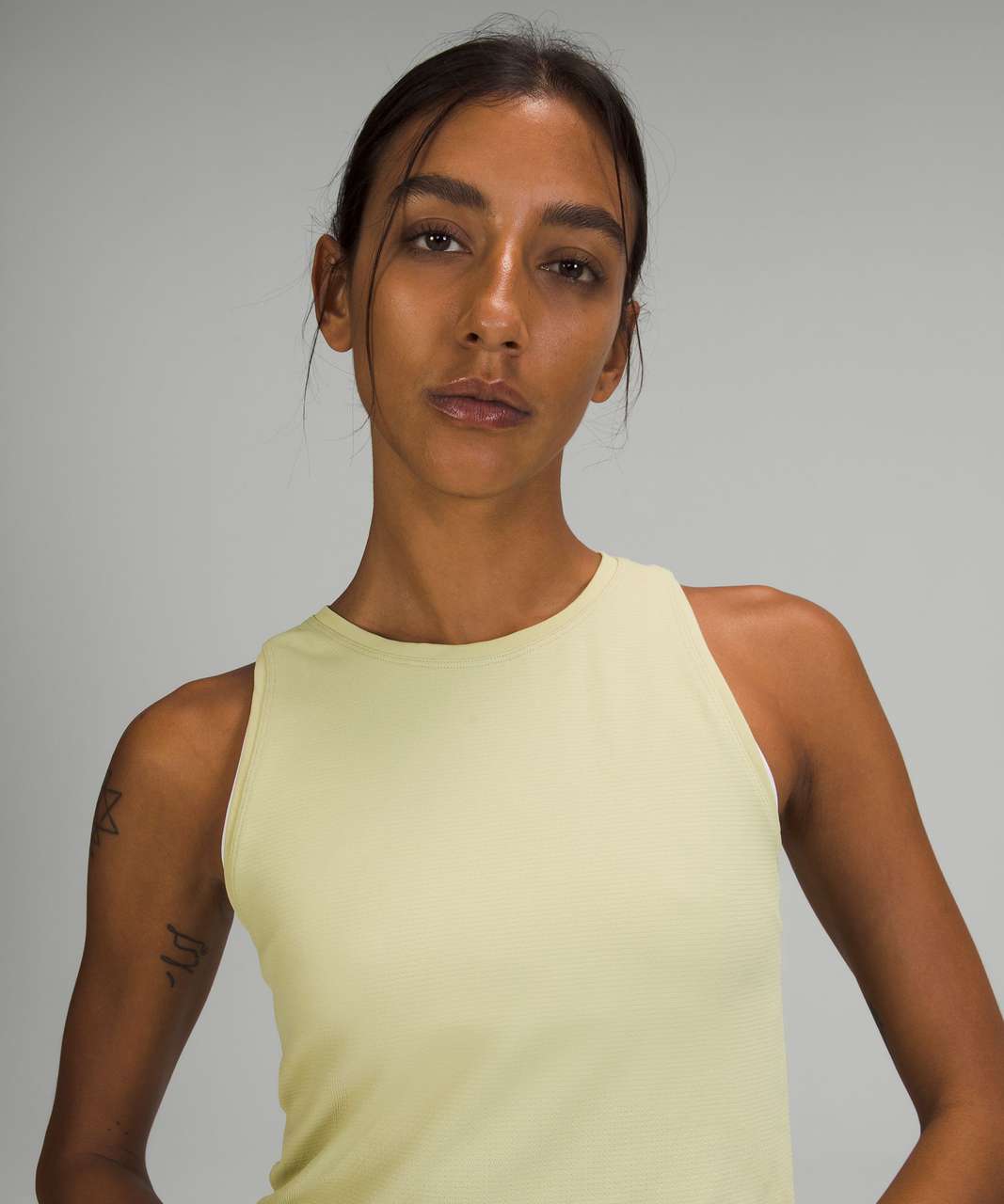 Lululemon Swiftly High Neck Cropped Tank - Dew Green / White Opal