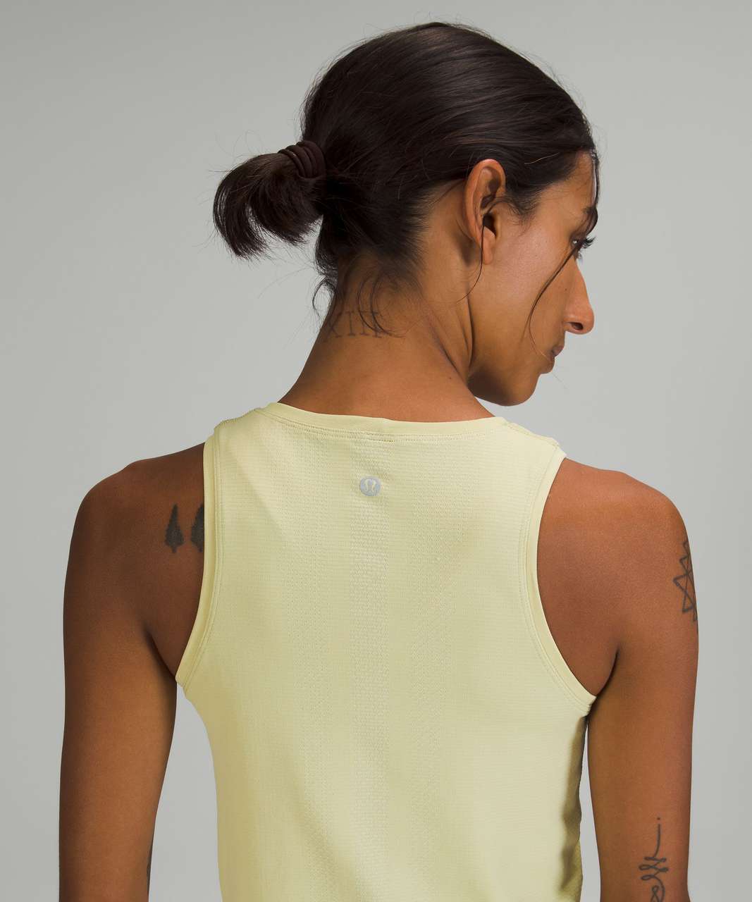 Lululemon Swiftly High Neck Cropped Tank - Dew Green / White Opal