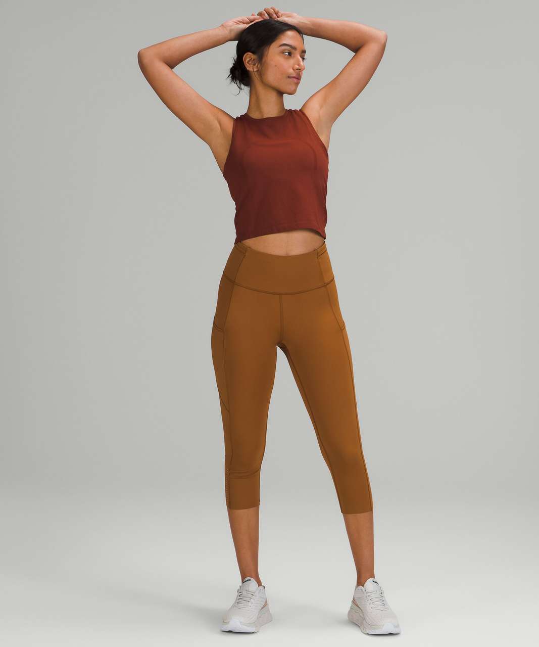 Lululemon Swiftly High Neck Cropped Tank - Date Brown / Aztec Brick