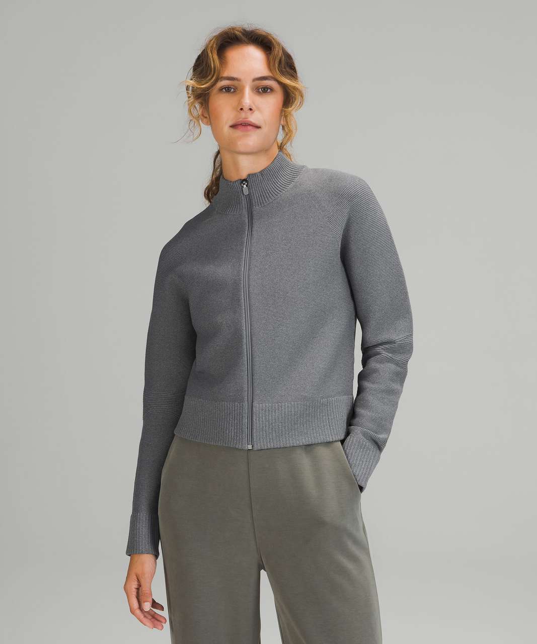 Lululemon All Around Full Zip Sweater - Rhino Grey / Asphalt Grey ...