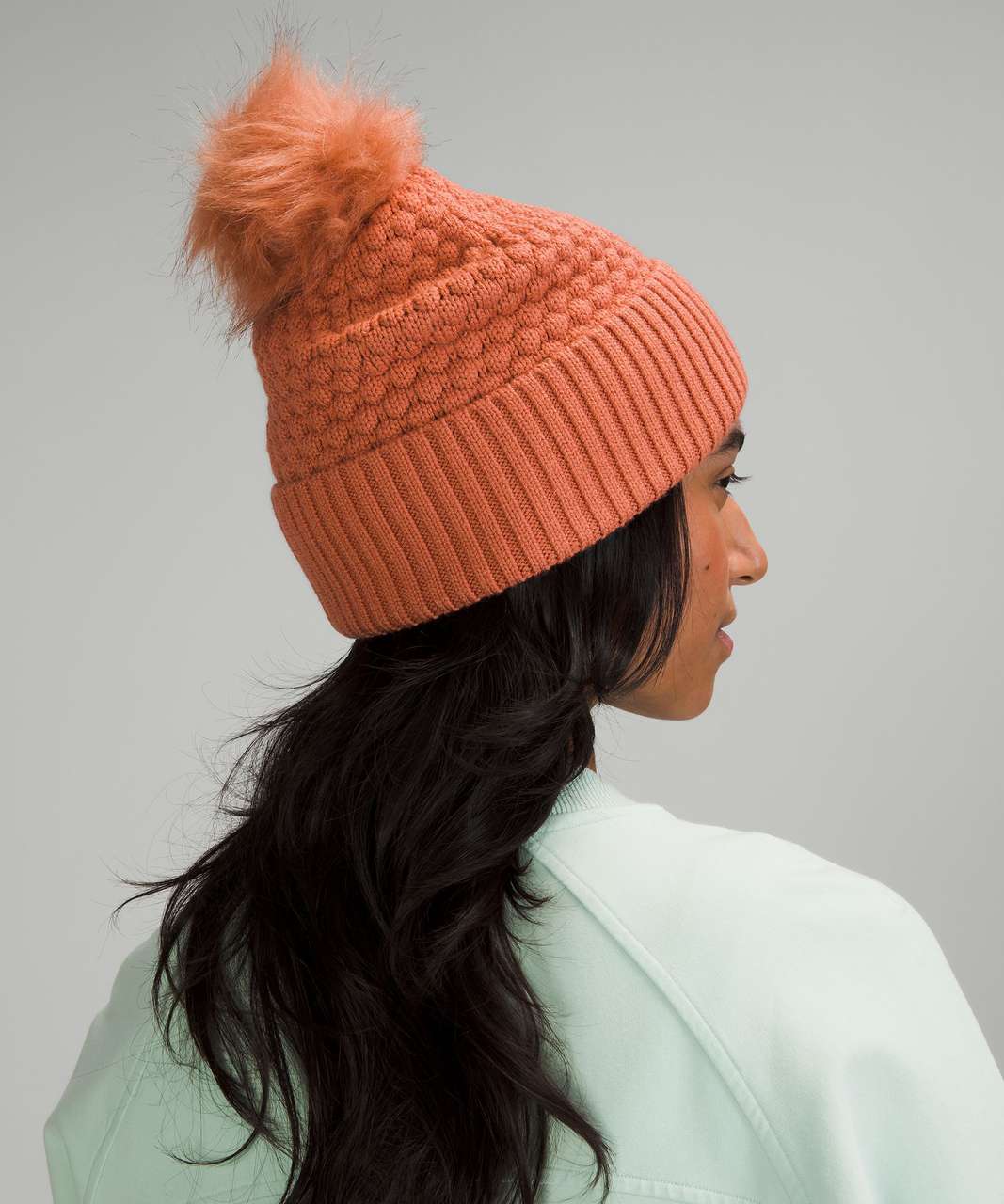 Lululemon Bubble Knit Pom Beanie - Heathered Raw Linen - lulu fanatics