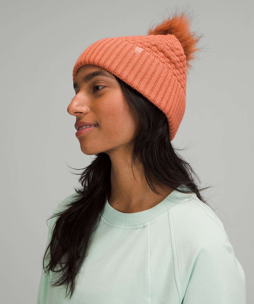 Lululemon Bubble Knit Pom Beanie - Pink Savannah