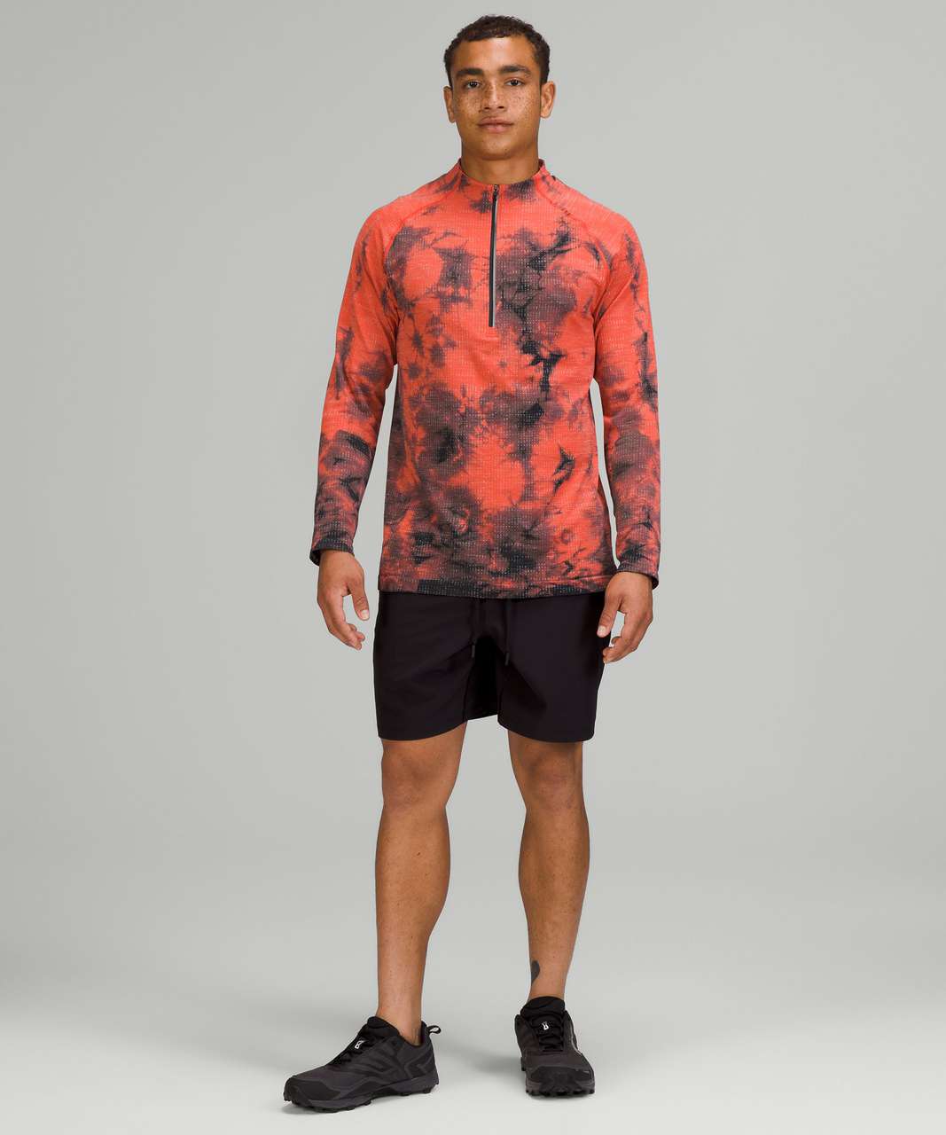 Lululemon Metal Vent Tech Half-Zip 2.0 - Disconnect Marble Dye Autumn Red / Graphite Grey