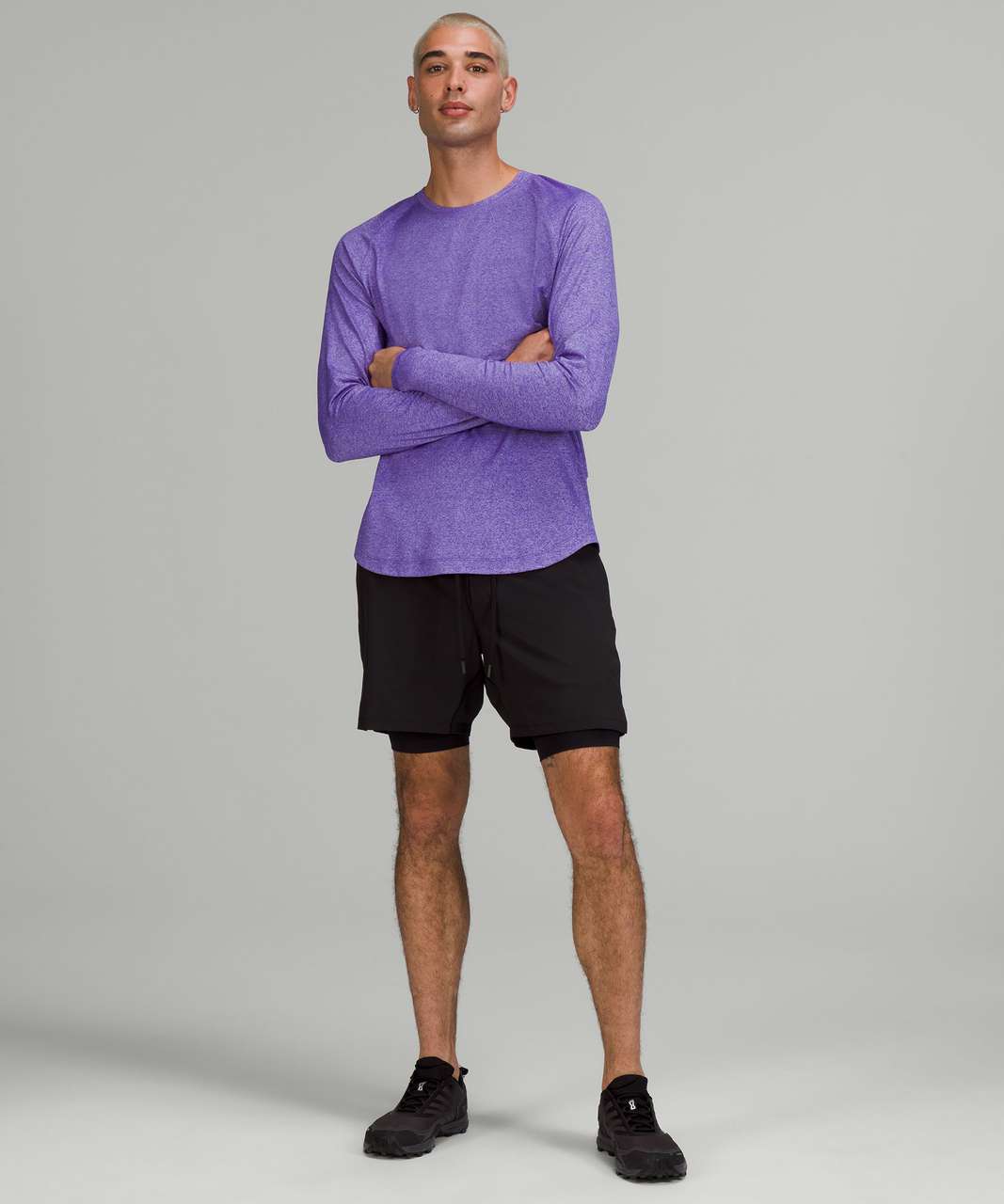 Lululemon Drysense Training Long Sleeve Shirt - Petrol Purple / White