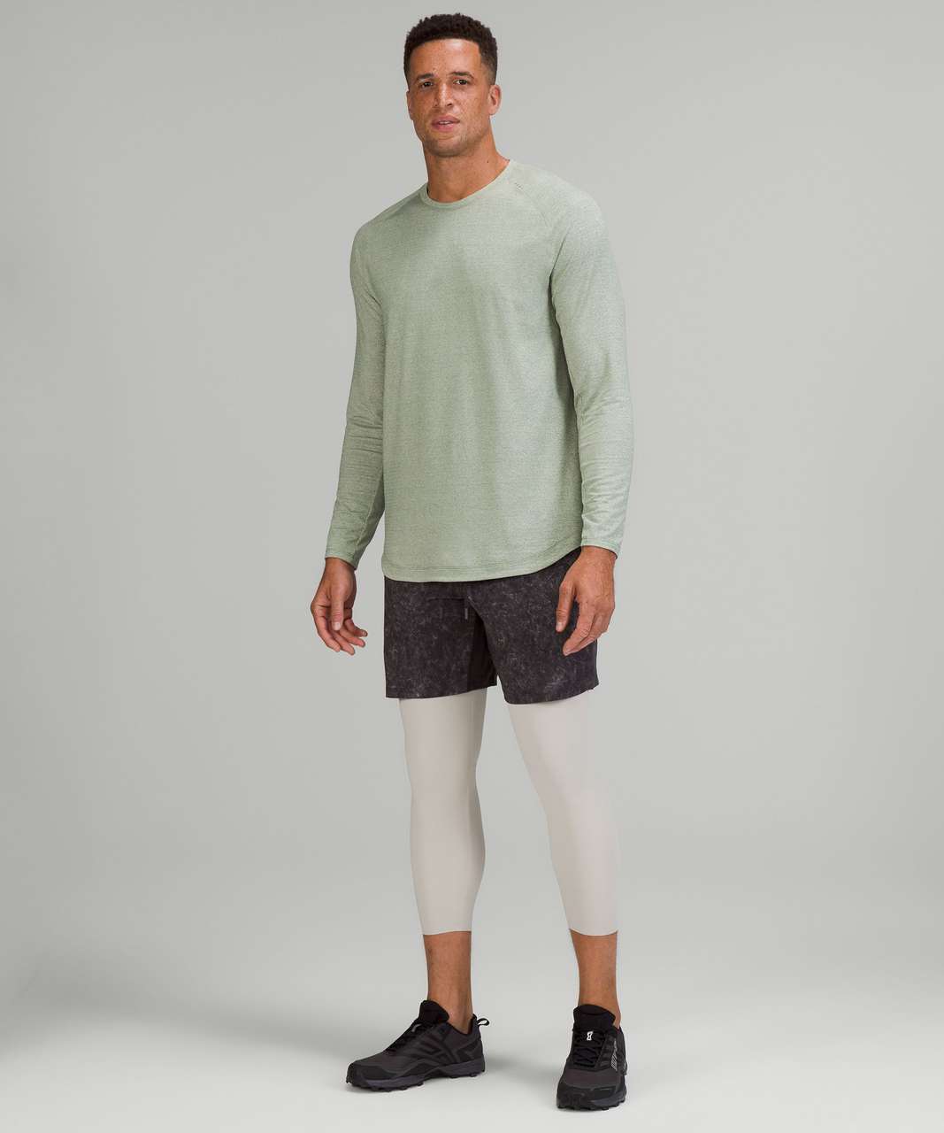 Lululemon Drysense Training Long Sleeve Shirt - Green Twill / White