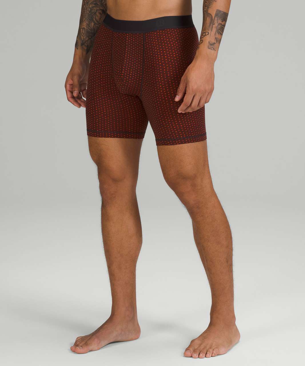 Lululemon Always In Motion Boxer Long Mesh 7" - Doodle Dot Autumn Red Black Granite