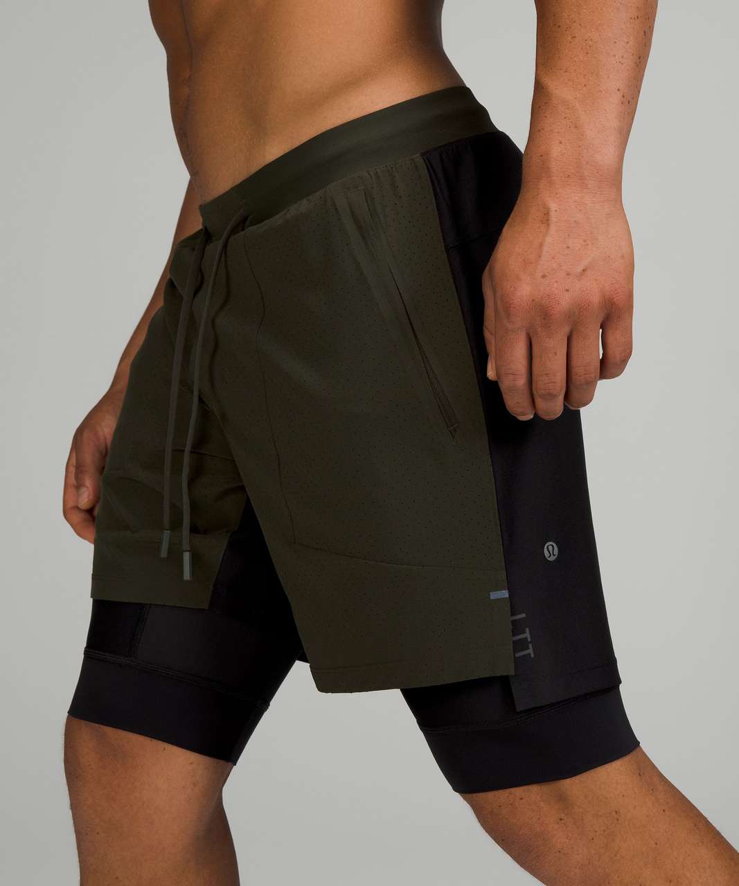 Lululemon License to Train Lined Short 7 *Elite - Dark Olive / Black - lulu  fanatics