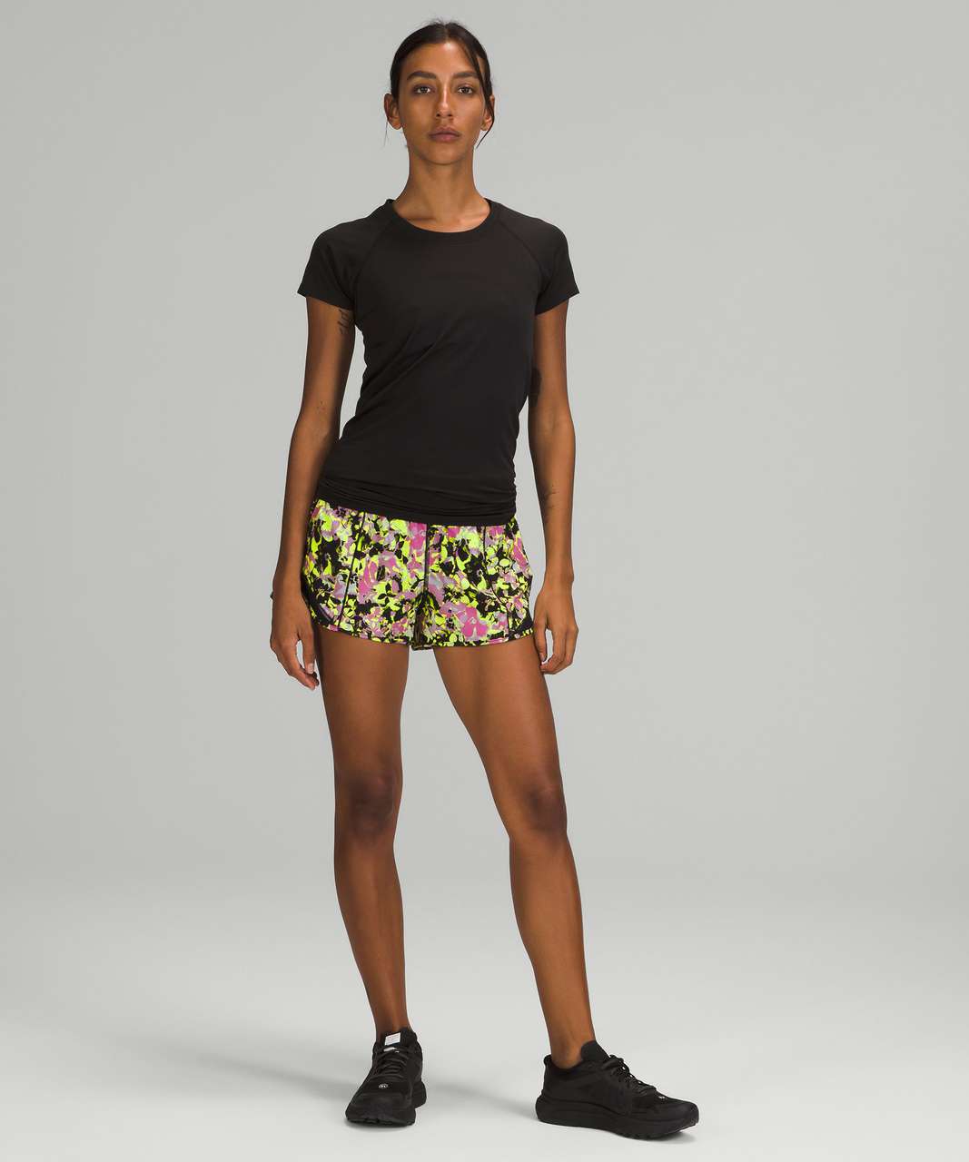 Lululemon Hotty Hot High-Rise Lined Short 2.5" - Inflected Highlight Yellow Multi / Black