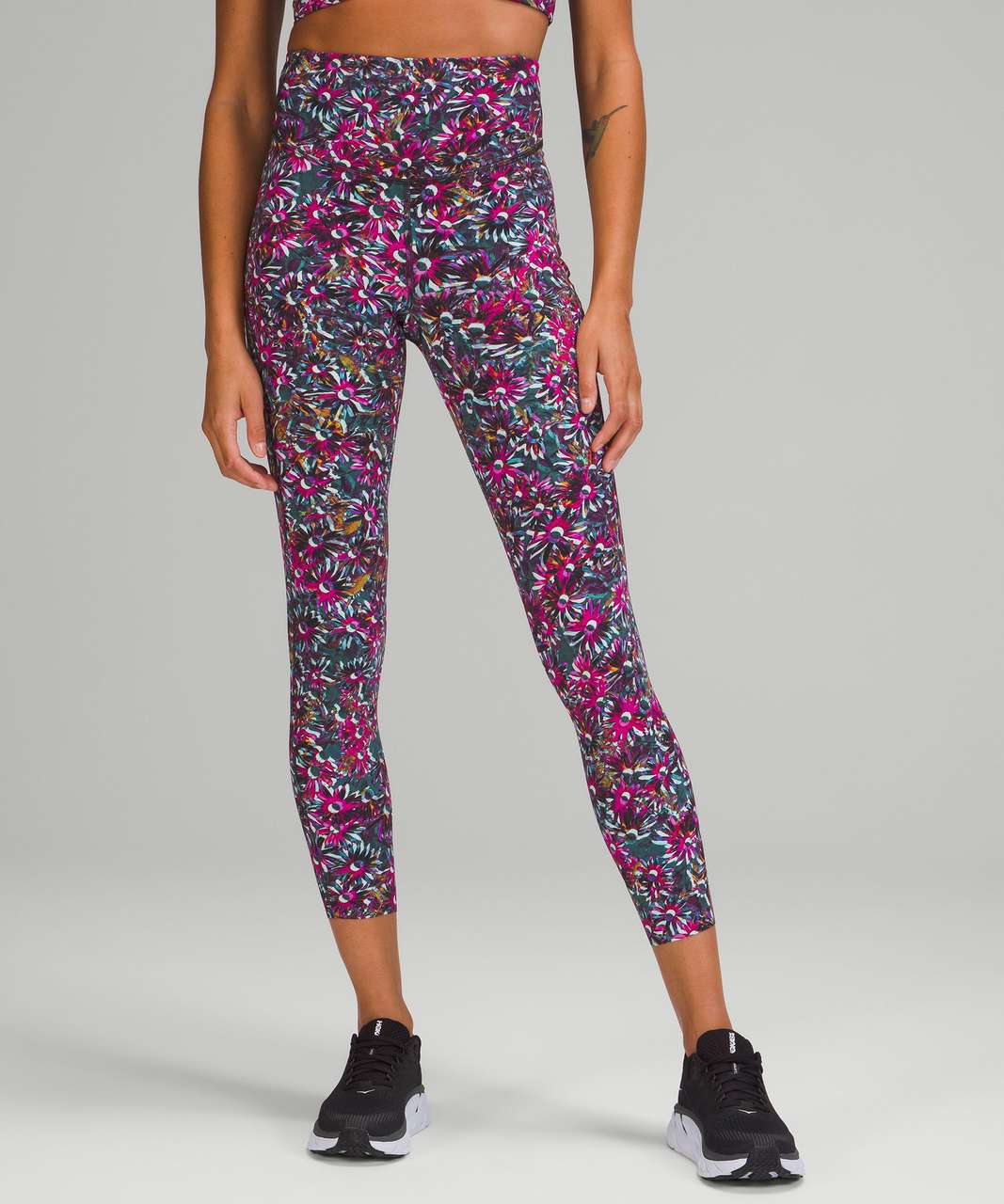 Lululemon Base Pace High-Rise Crop 23 - Cheetah Camo Magenta Purple Multi  - lulu fanatics