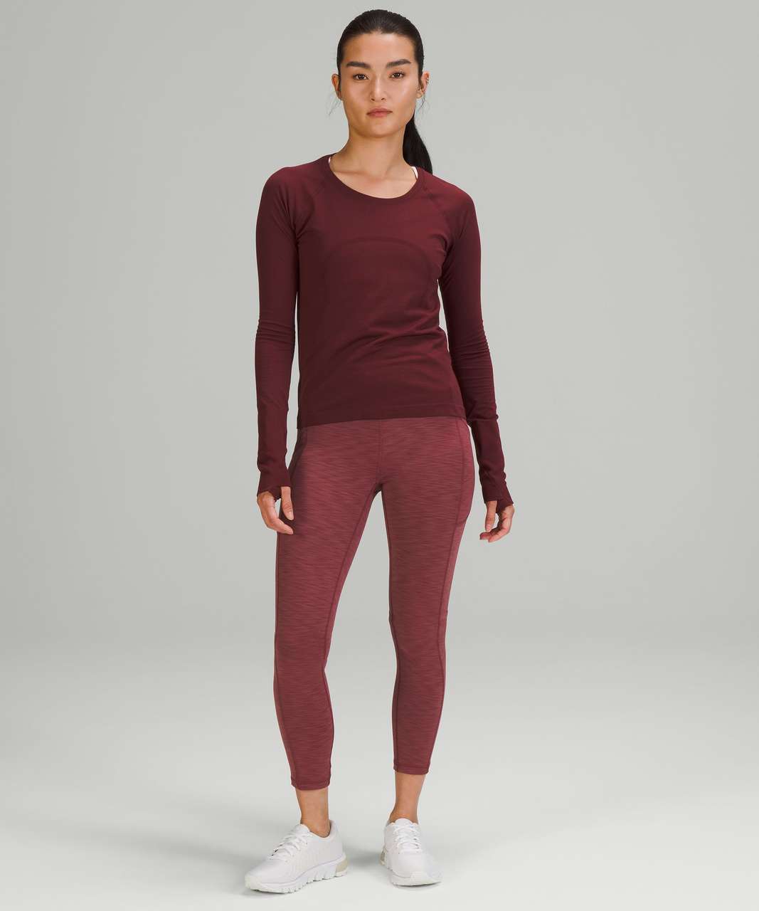 lululemon - Invigorate High-Rise Tight 25 - Colour Cassis = Burgundy US size  8 (NZ 12) on Designer Wardrobe