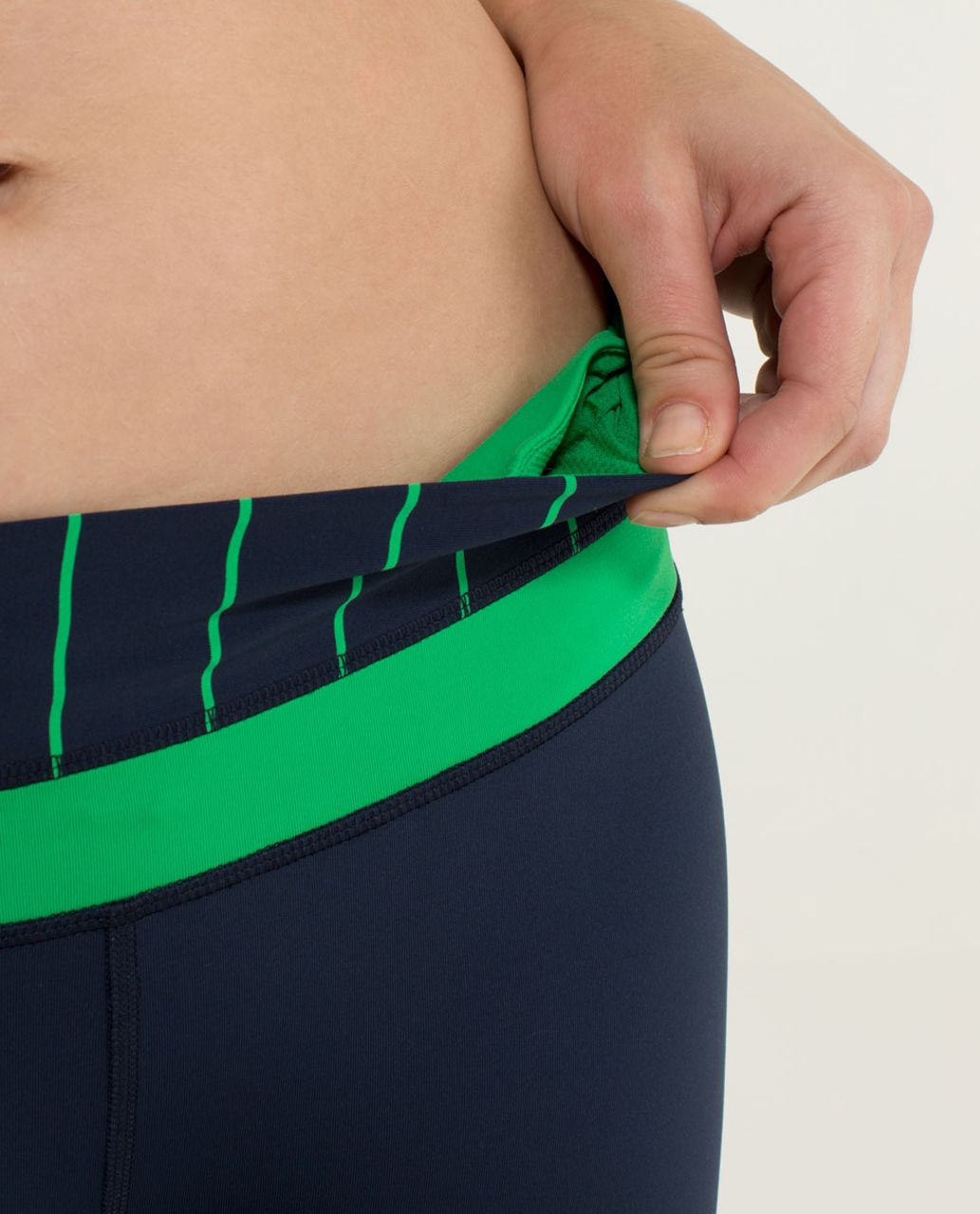 Lululemon Run:  Inspire Crop II - Inkwell / Slalom Stripe Inkwell / Green Bean