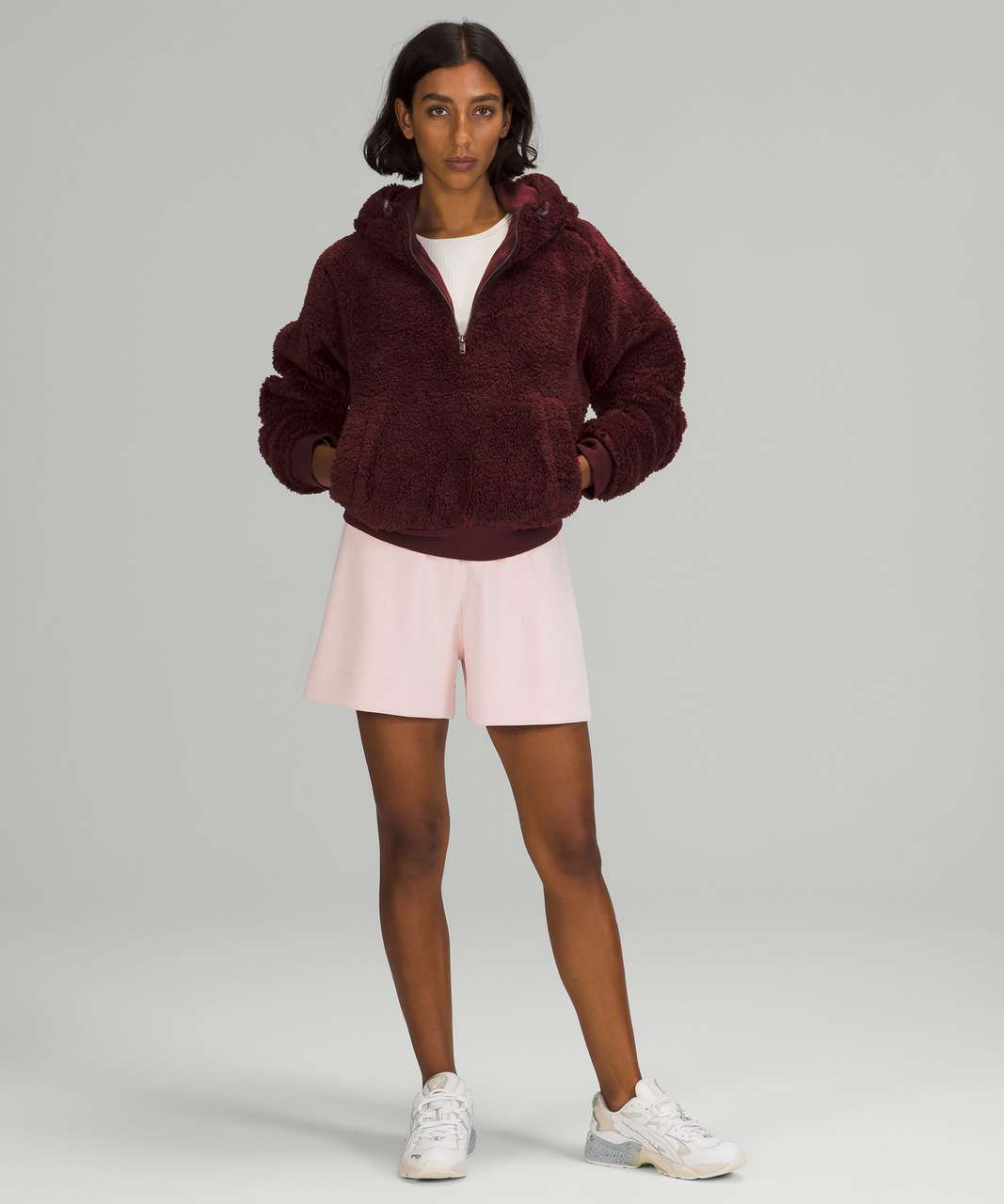 Lululemon Textured Fleece 1/2 Zip - Red Merlot - lulu fanatics