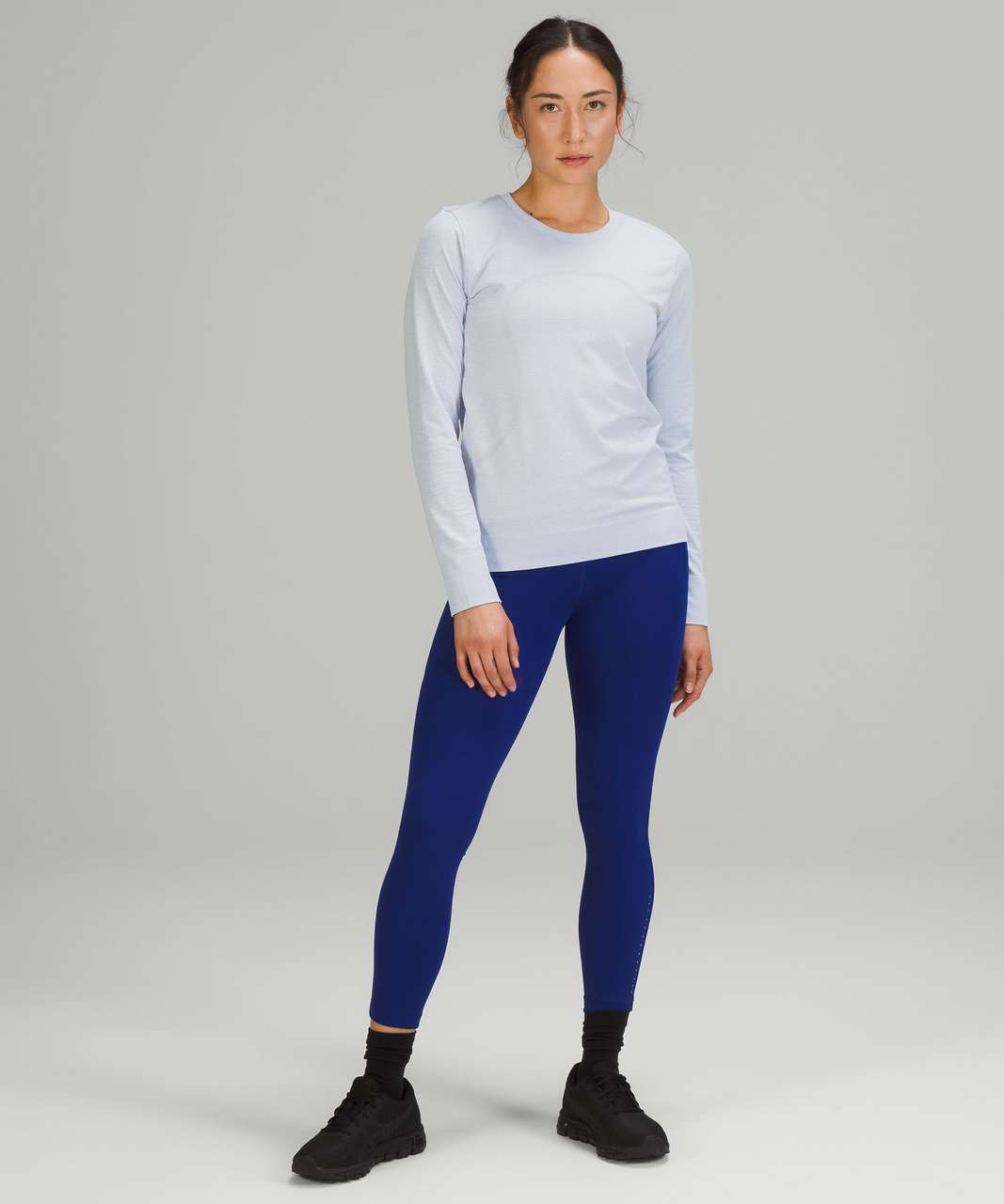 Lululemon Swiftly Breathe Long Sleeve - Blue Linen / White - lulu fanatics