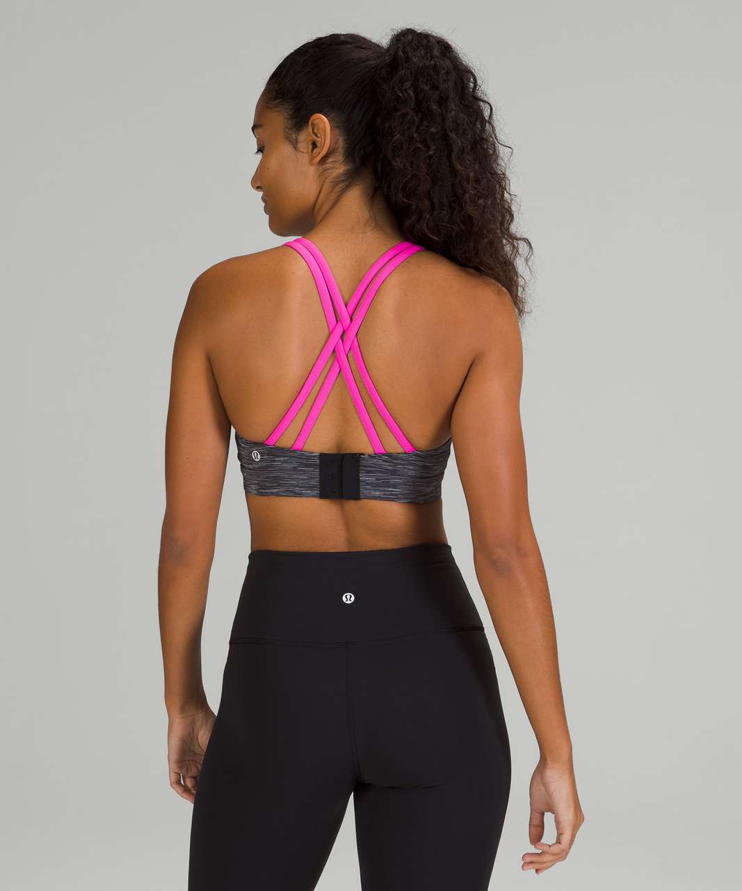 Lululemon Energy Bra Adjustable *Medium Support, B–D Cups - Wee Are From Space Dark Carbon Ice Grey / Pow Pink