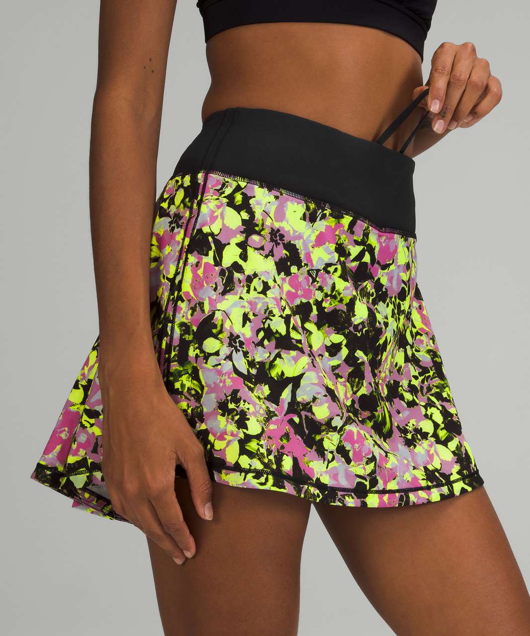 Lululemon Pace Rival Mid-Rise Skirt *Tall - Inflected Highlight Yellow Multi / Black