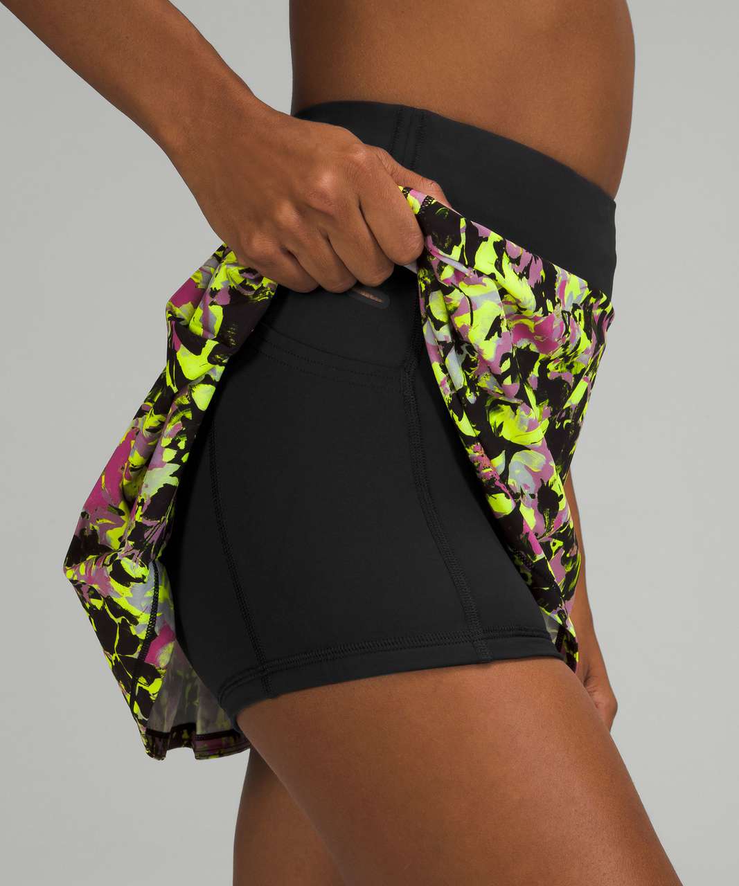 Lululemon Pace Rival Mid-Rise Skirt *Tall - Inflected Highlight Yellow Multi / Black