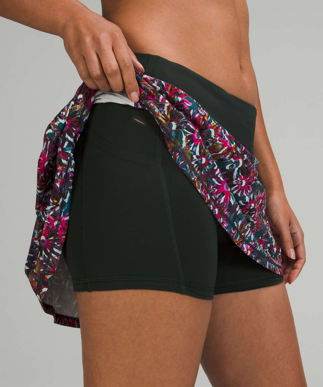 Lululemon Pace Rival Mid-Rise Skirt *Tall - Floral Electric Multi / Rainforest  Green - lulu fanatics