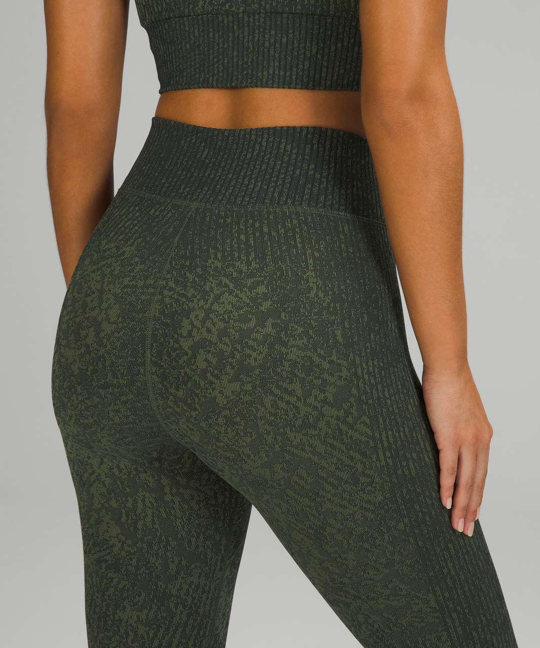 Lululemon Ebb to Train Super-High-Rise Tight 25" - Pattern Mix Rainforest Green / Green Twill