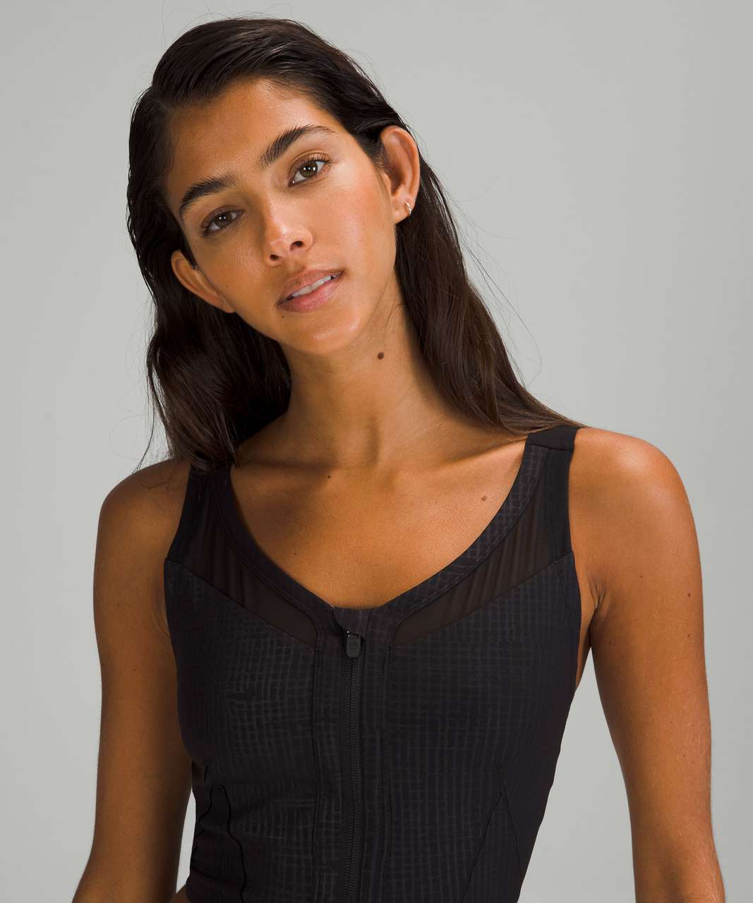 Lululemon lab Zip-Front Bra - Disrupt Grid Emboss Black