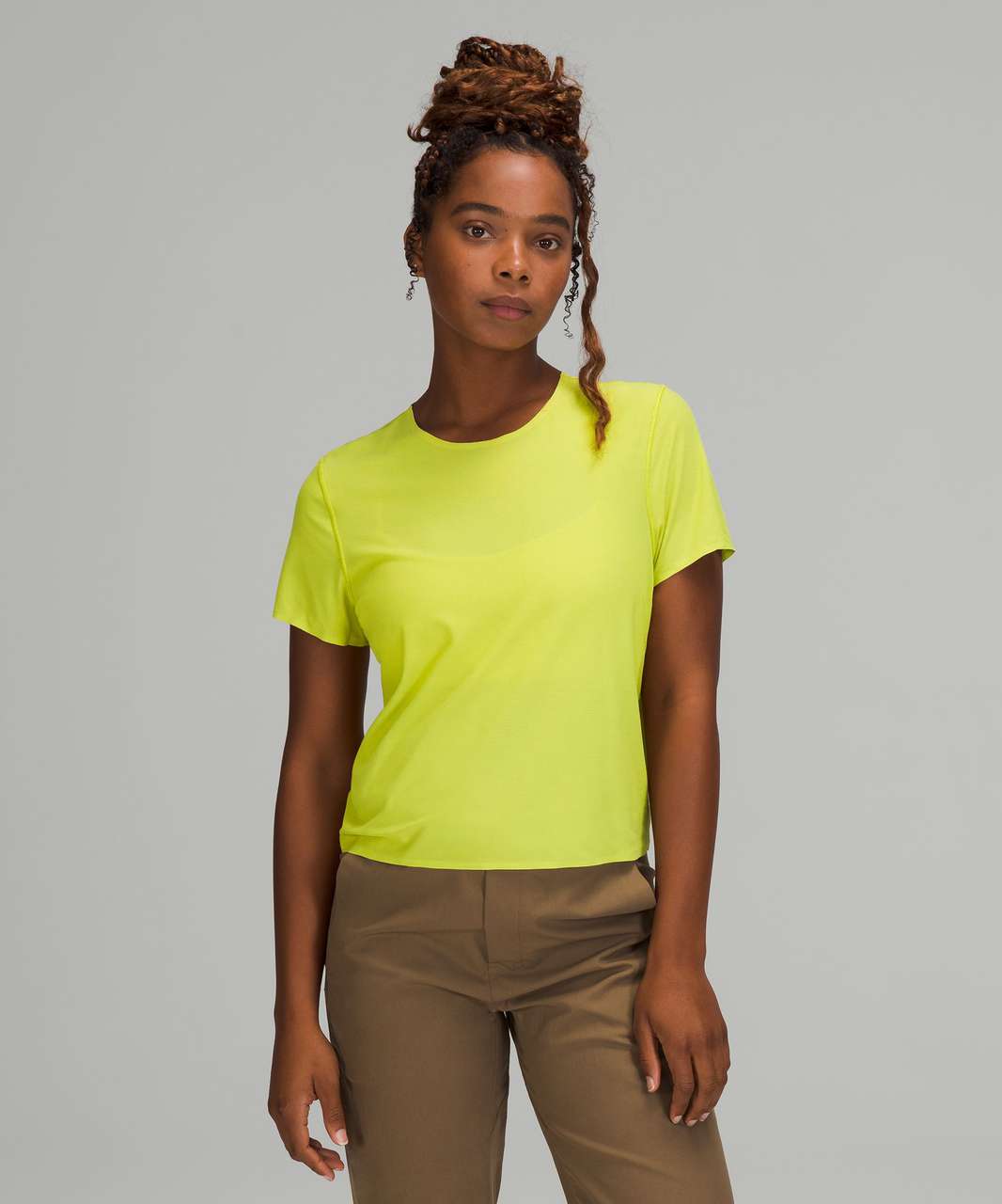 Lululemon lululemon lab Cropped Train T-Shirt - Yellow Serpentine ...