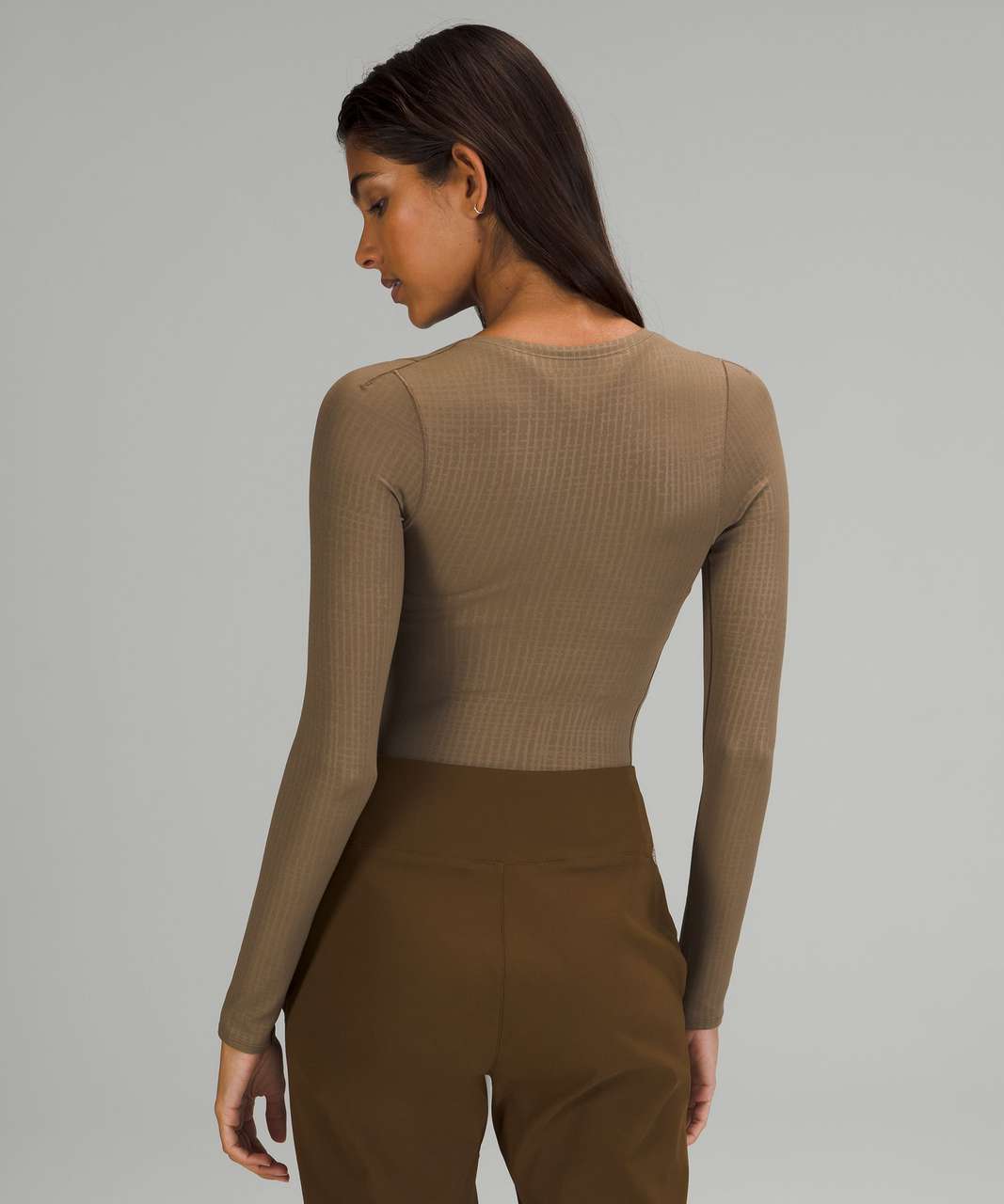 Lulu's, Tops, Tan Ribbed Long Sleeve Cutout Bodysuit Large Nwt