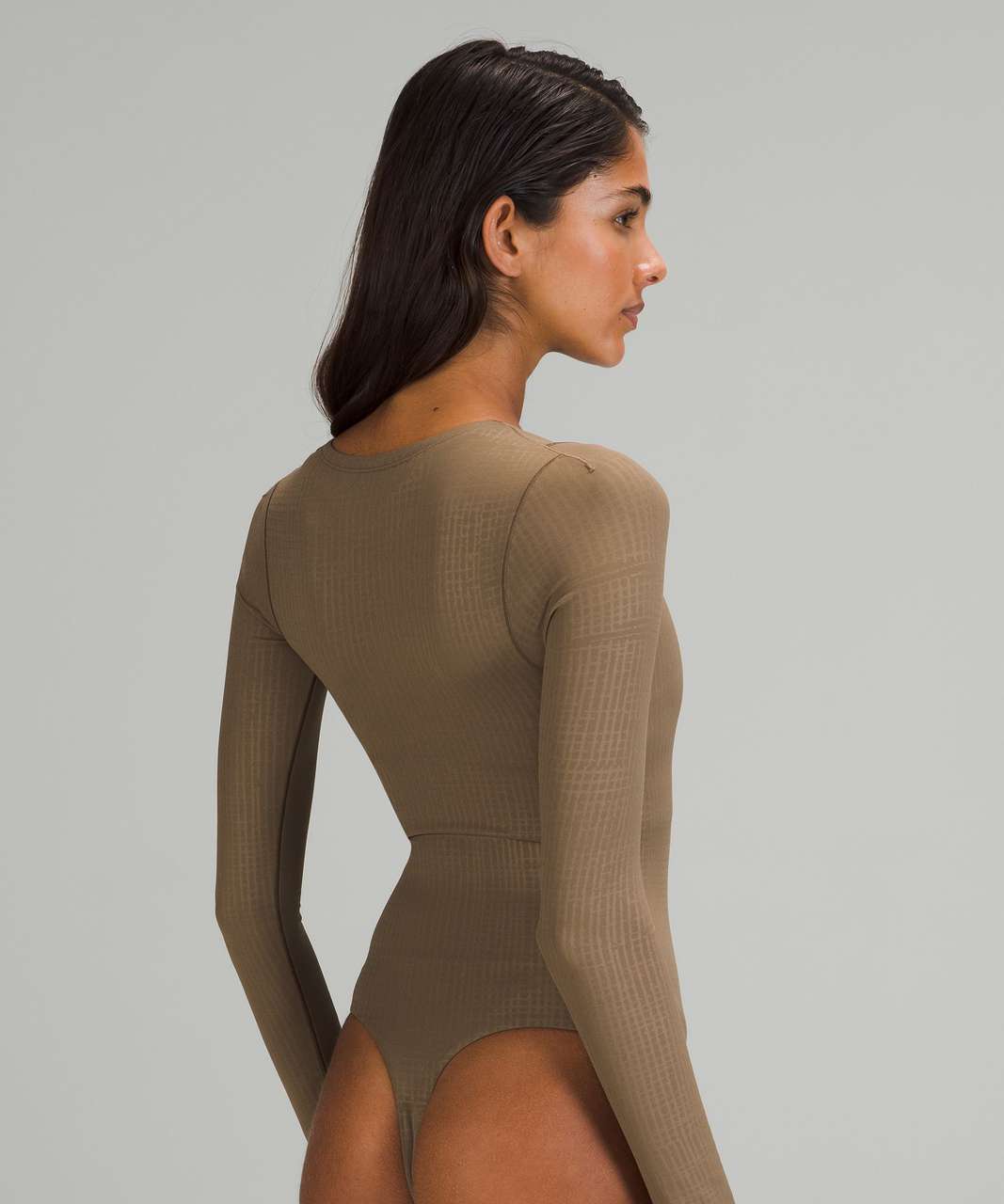 Lululemon lab Asymmetrical Long Sleeve Bodysuit - Disrupt Grid Emboss