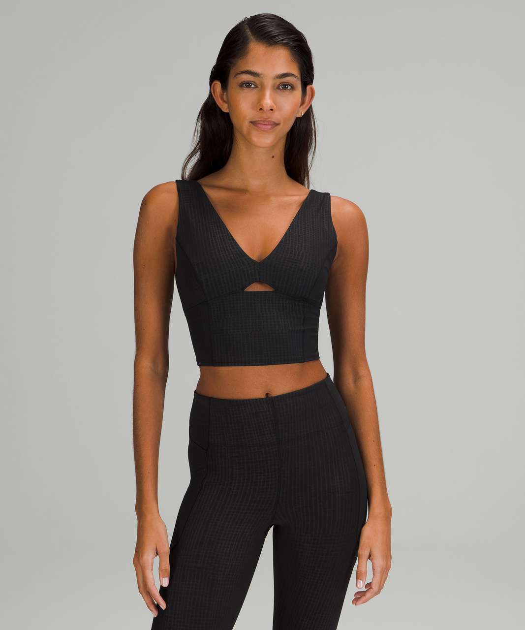 Lululemon lab Studio Cropped Tank Top - Disrupt Grid Emboss Black