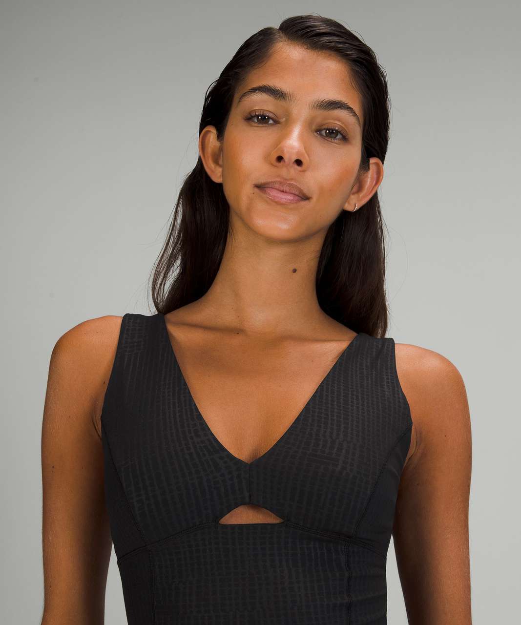 Lululemon lab Studio Cropped Tank Top - Disrupt Grid Emboss Black