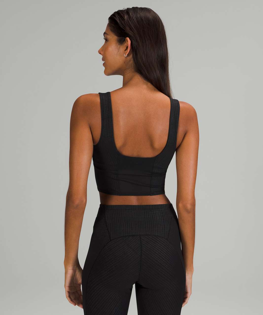 Lululemon lab Studio Cropped Tank Top - Disrupt Grid Emboss Black