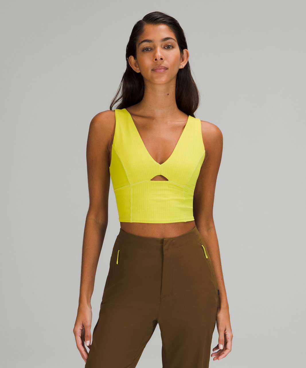 Lululemon lab Studio Cropped Tank Top - Disrupt Grid Emboss Yellow 