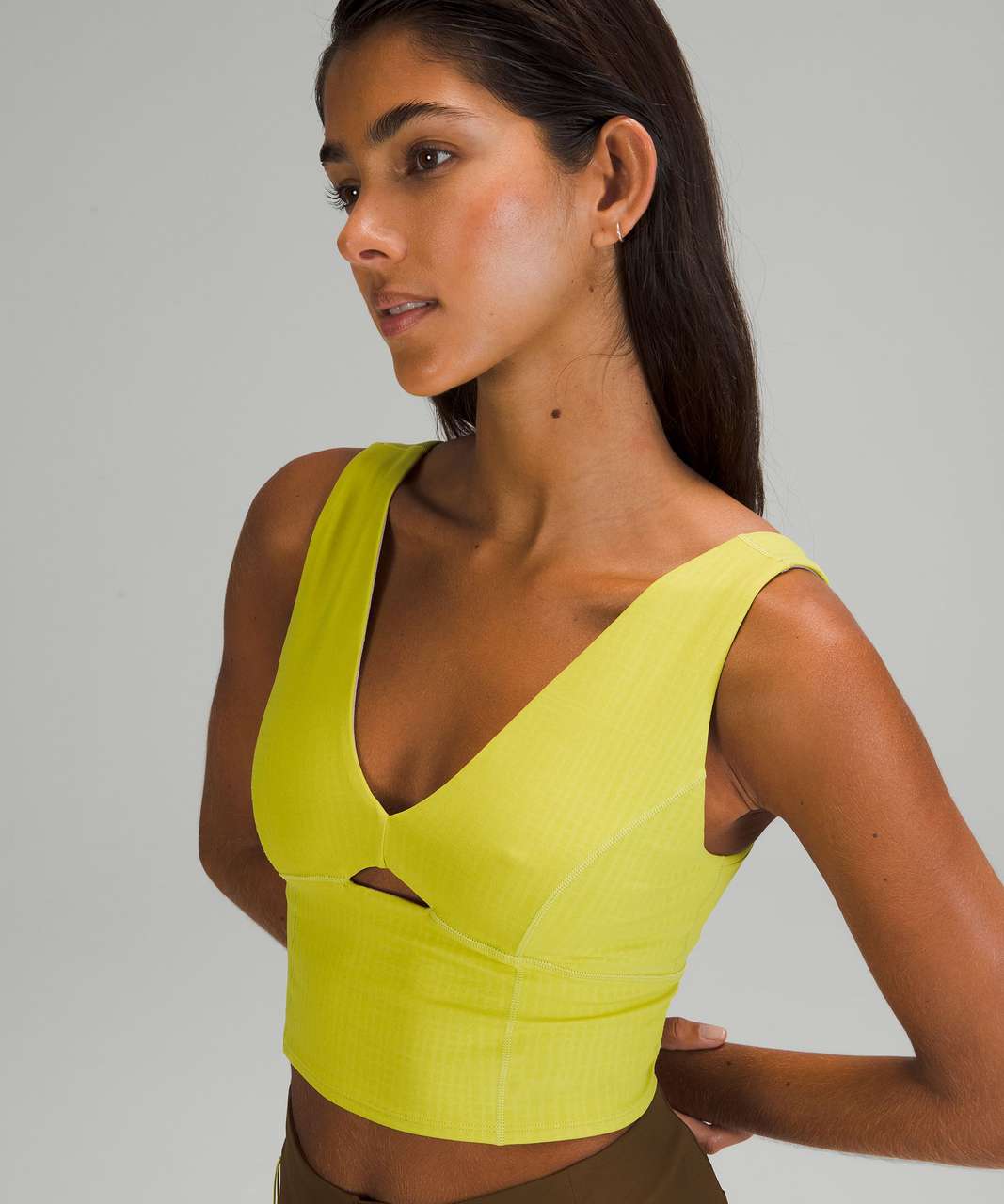 Lululemon lab Studio Cropped Tank Top - Disrupt Grid Emboss Yellow Serpentine