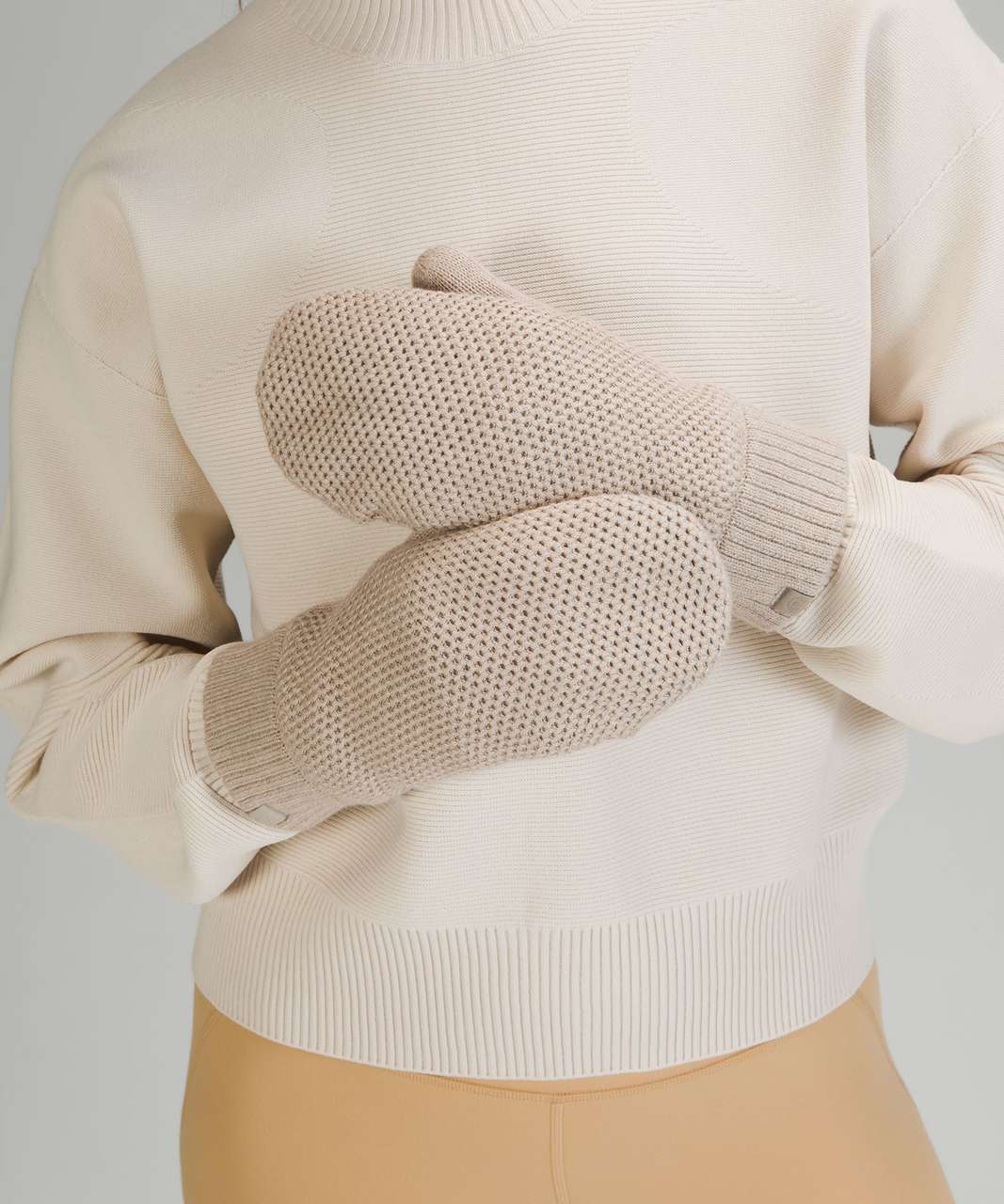 Lululemon Fleece-Lined Knit Mittens - Heathered Raw Linen