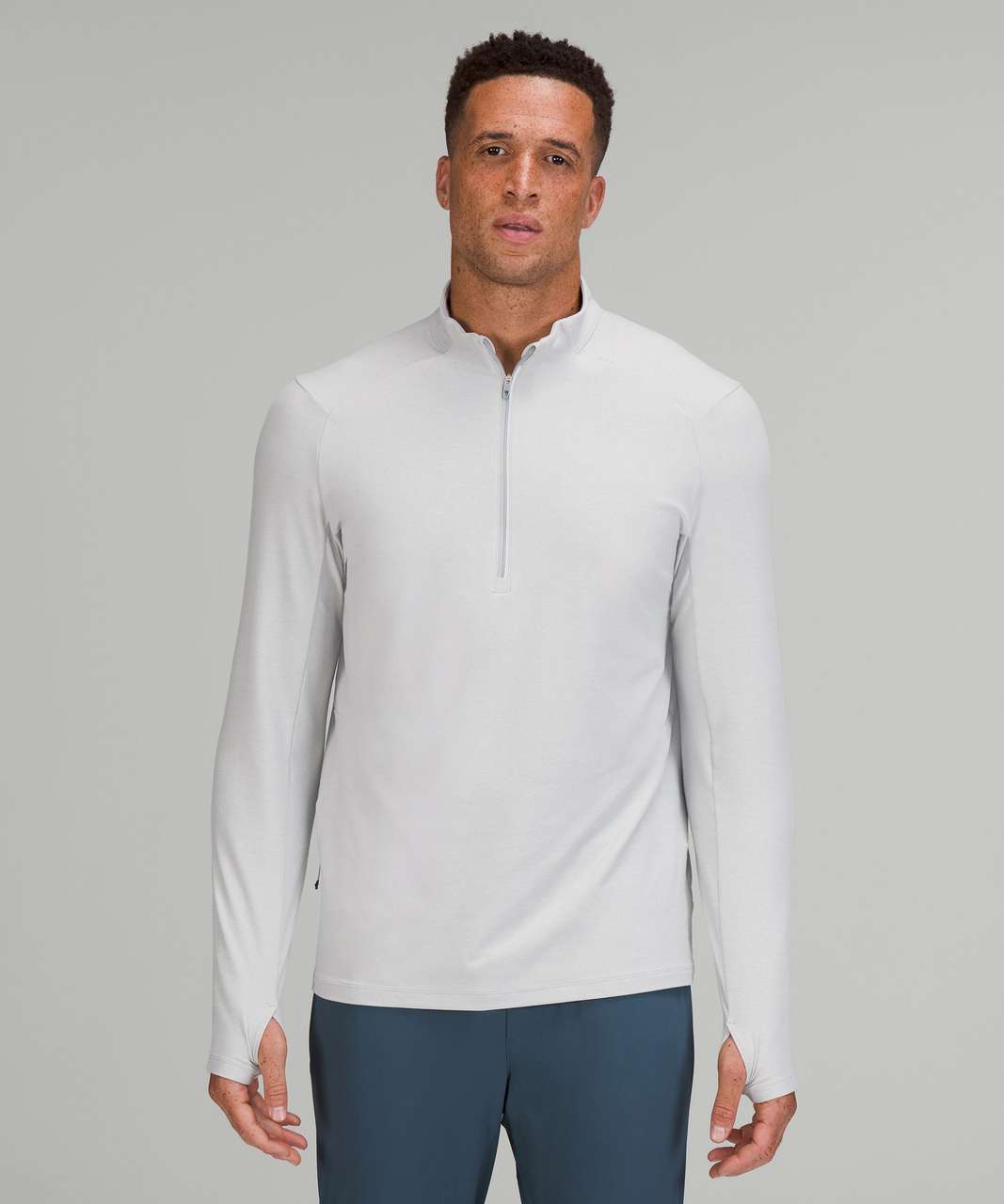 Lululemon Surge Warm Reflective 1/2 Zip - Heathered Sea Salt