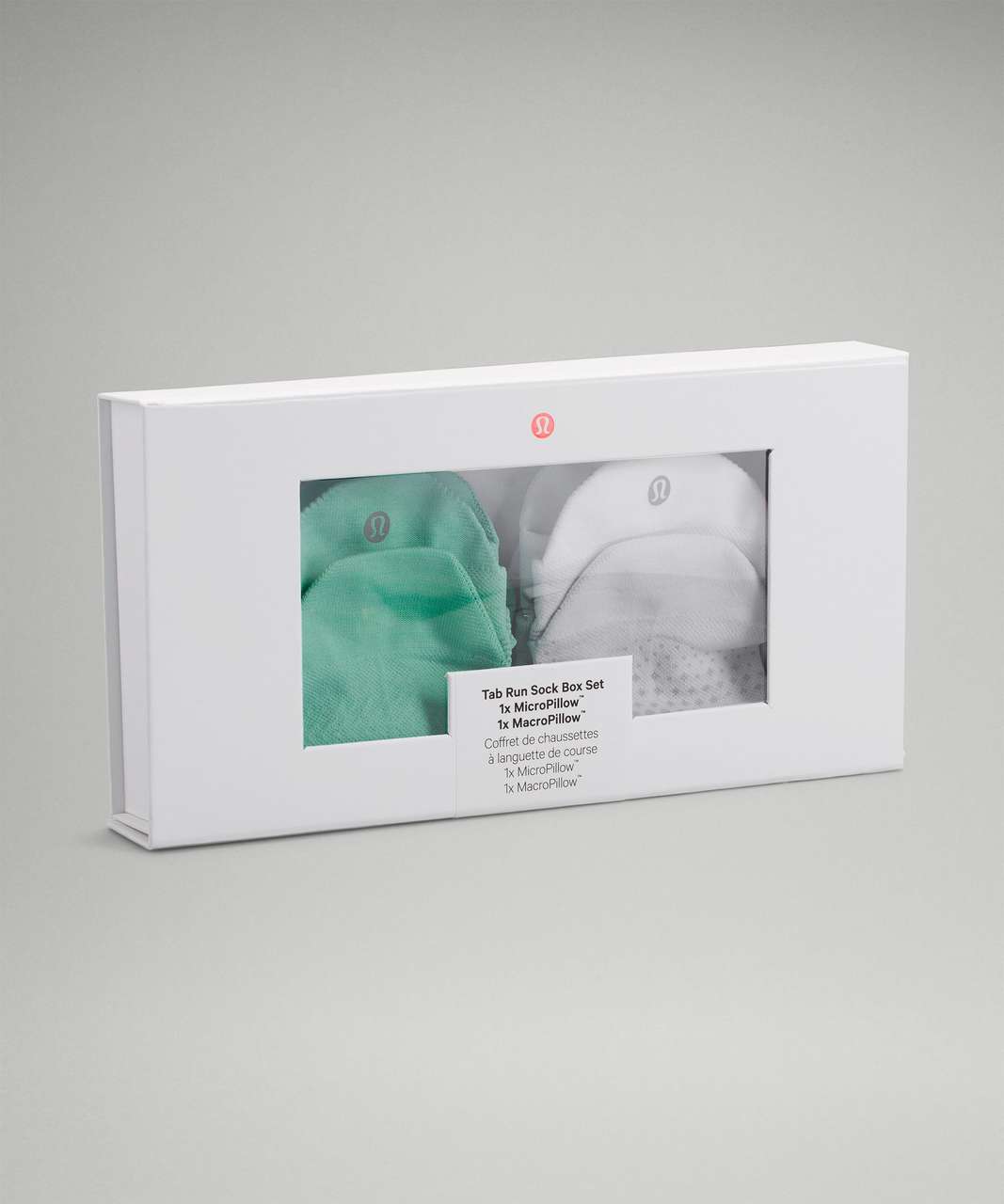 Lululemon MacroPillow and MicroPillow Tab Run Sock Box Set  *Medium and Light Cushioning - White / Wild Mint