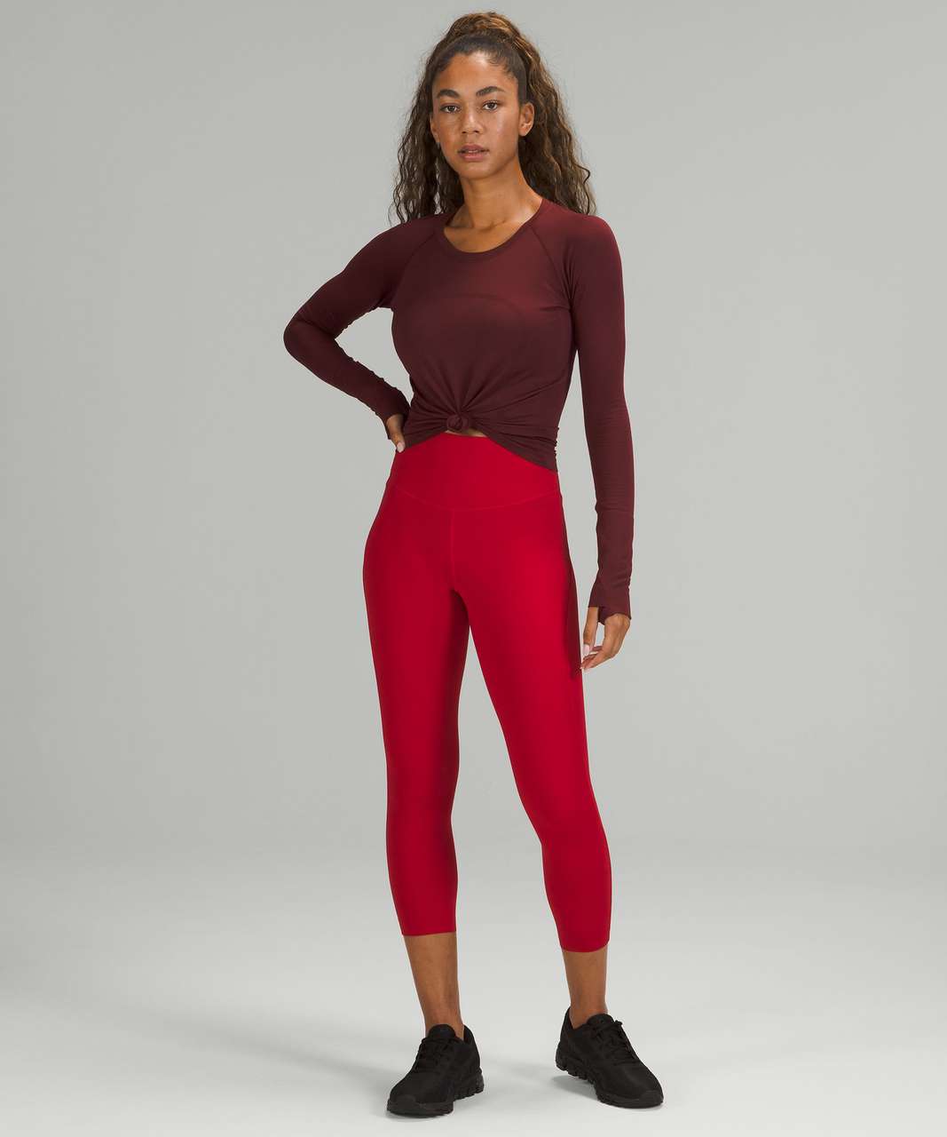 maroon, red merlot lululemon long sleeve swiftly tech race length