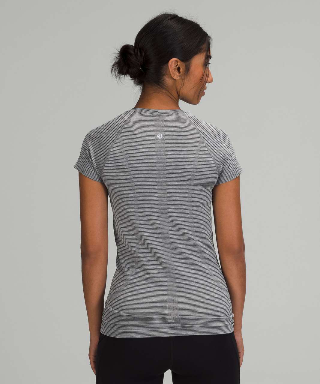 Lululemon Swiftly Tech Short Sleeve Shirt 2.0 - Tetra Stripe Asphalt Grey / Black / Alpine White / Rhino Grey